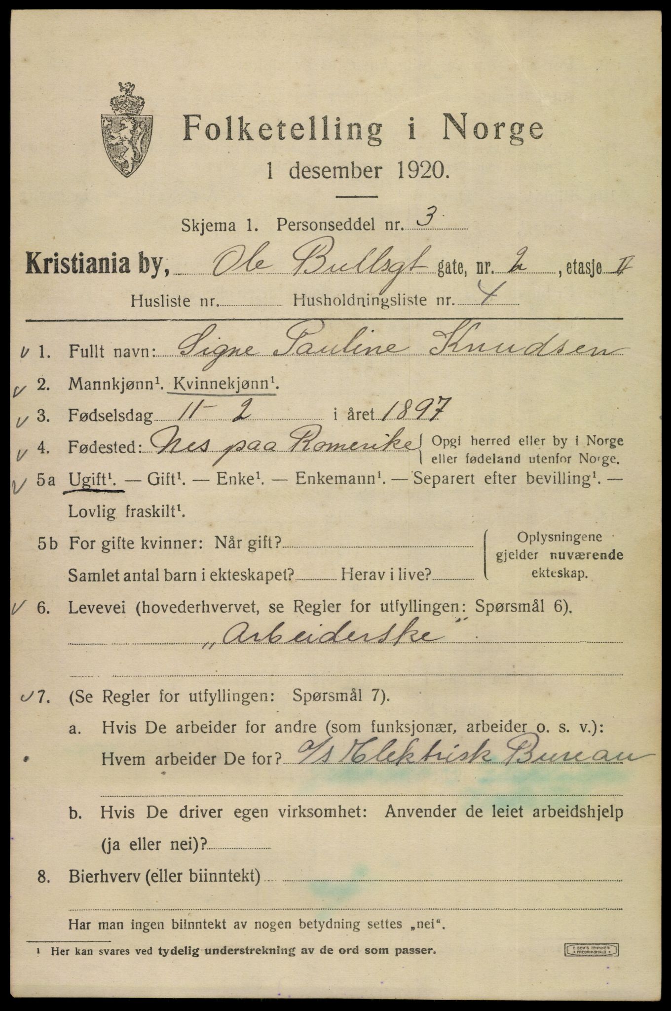 SAO, 1920 census for Kristiania, 1920, p. 432913