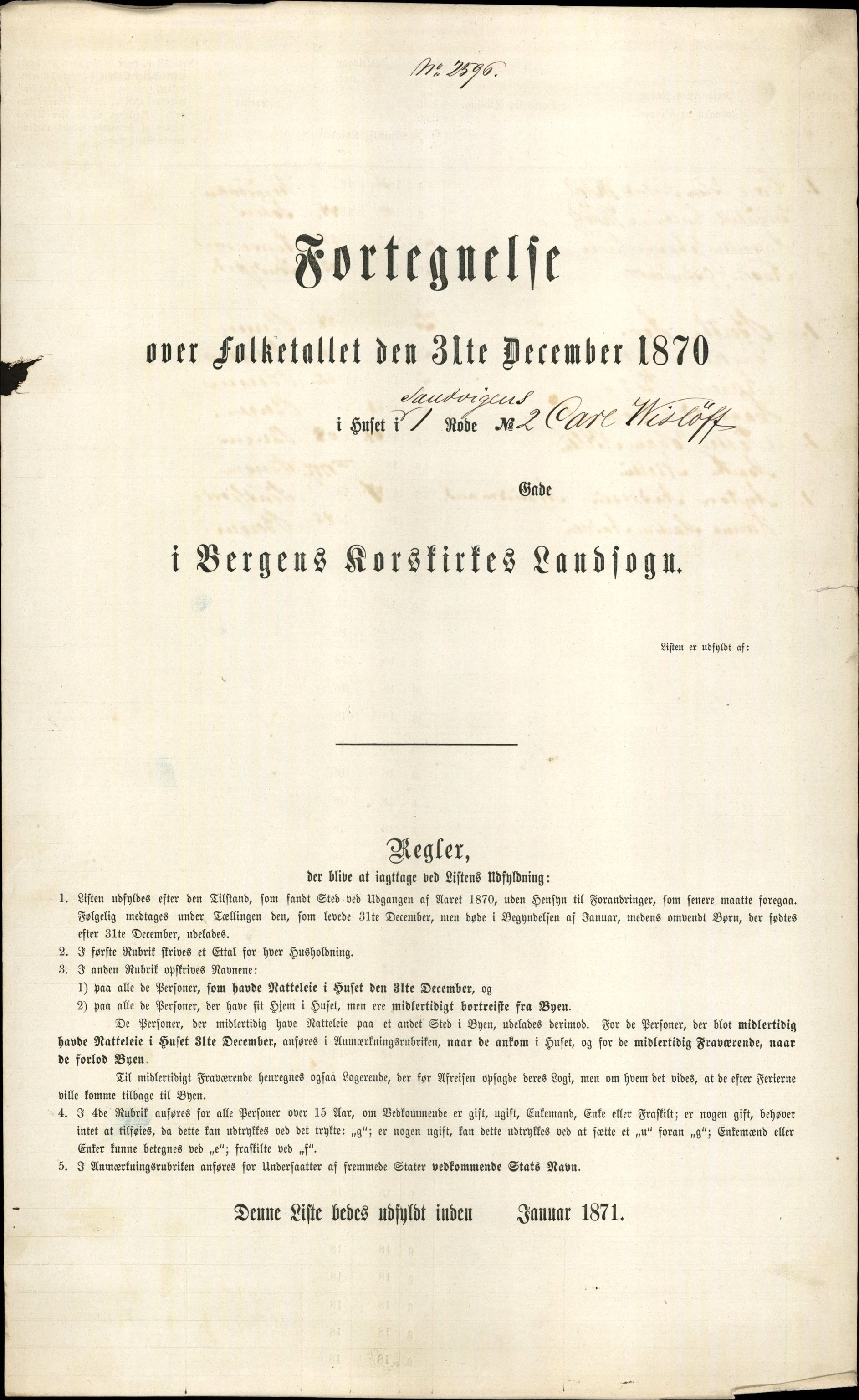 RA, 1870 census for 1301 Bergen, 1870