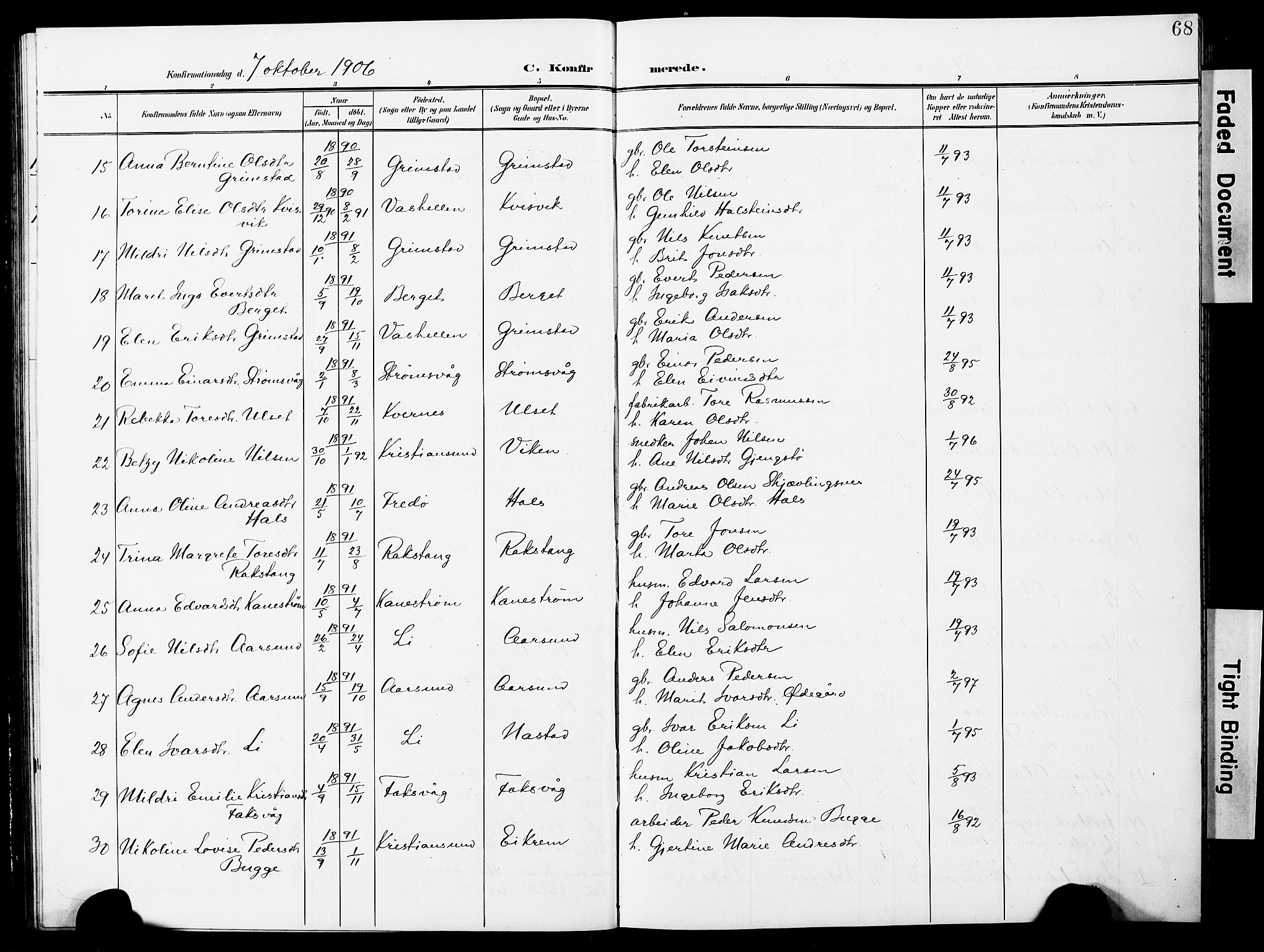 Ministerialprotokoller, klokkerbøker og fødselsregistre - Møre og Romsdal, AV/SAT-A-1454/587/L1001: Parish register (copy) no. 587C01, 1906-1927, p. 68