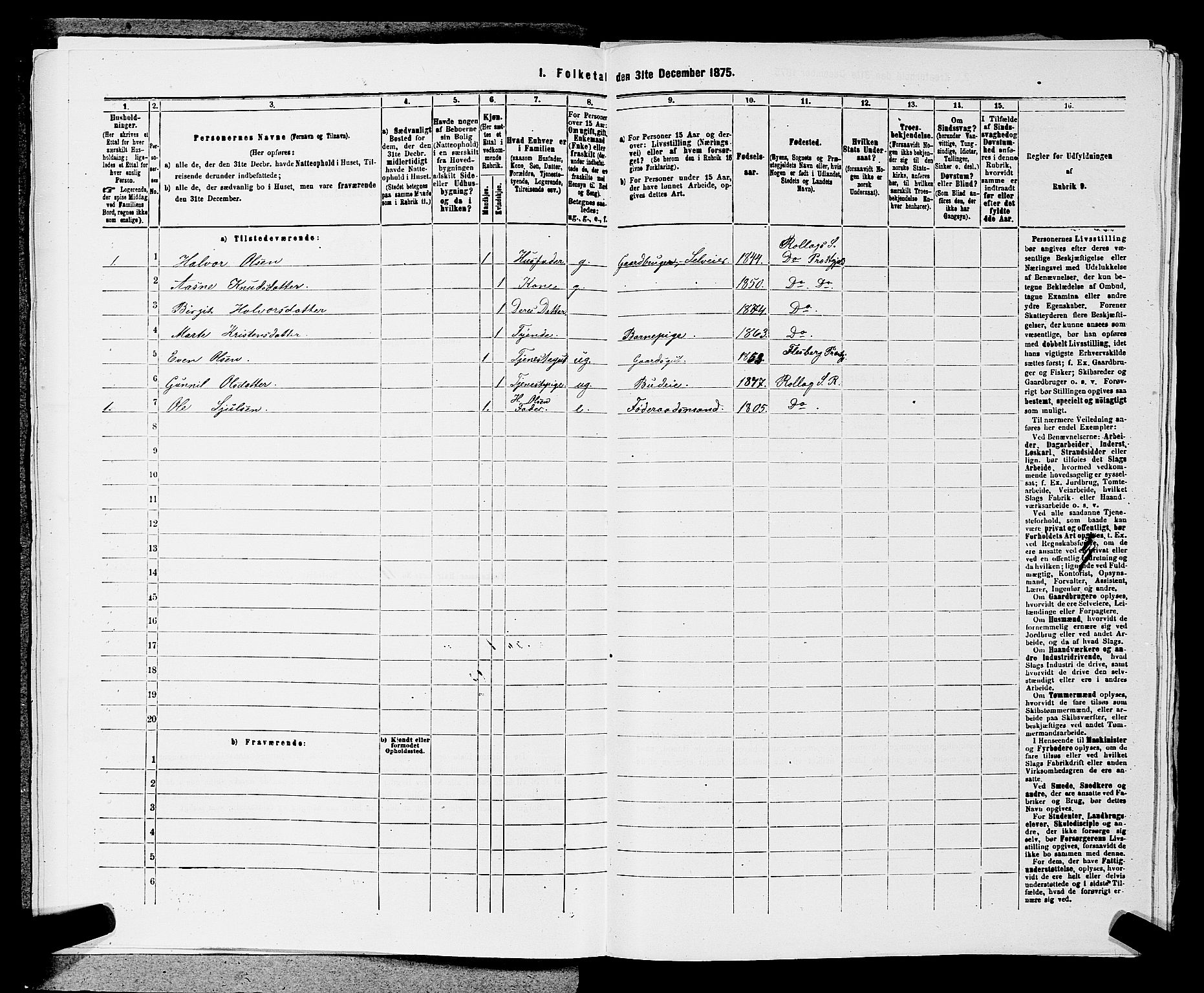 SAKO, 1875 census for 0632P Rollag, 1875, p. 440