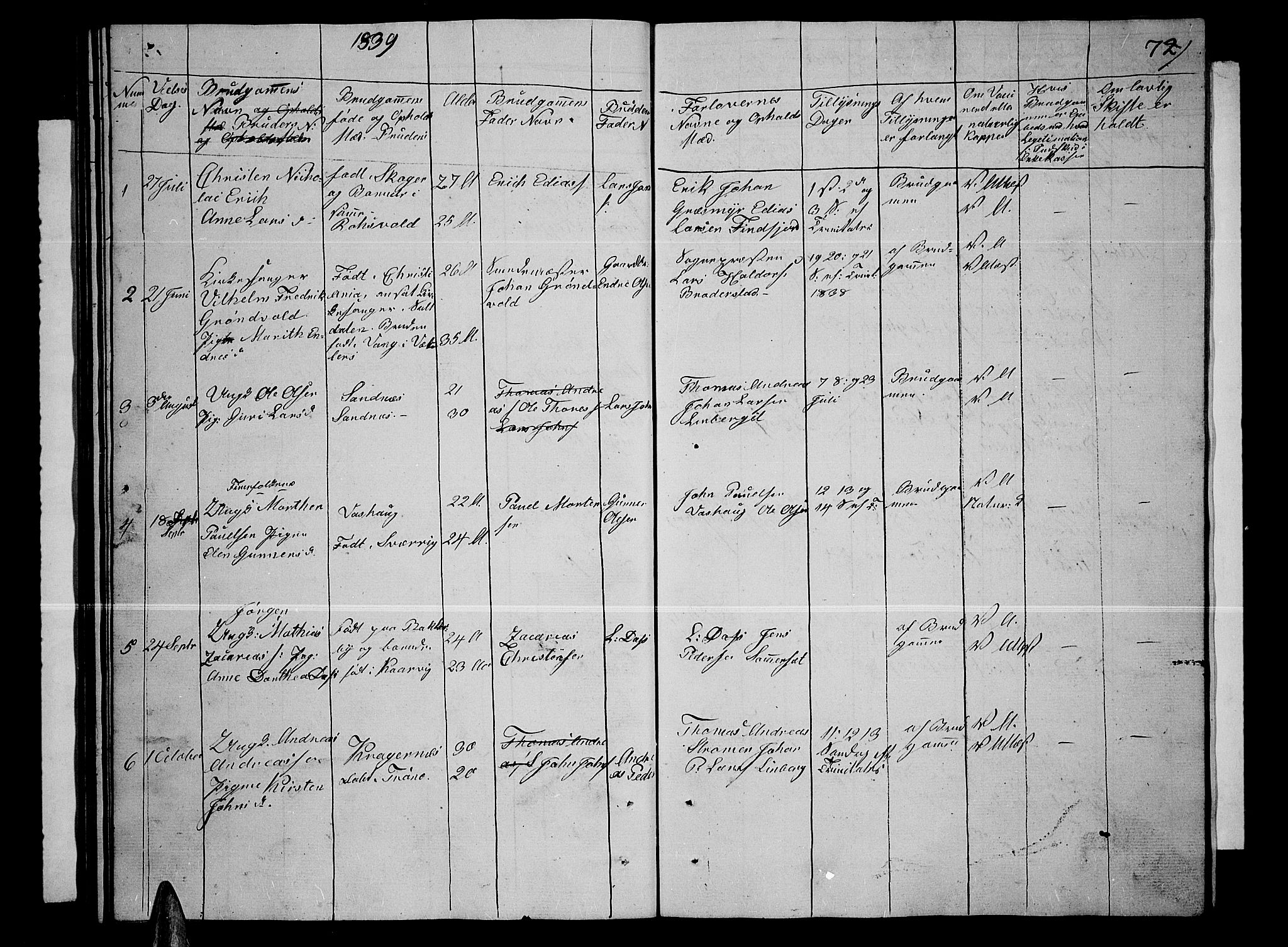 Lenvik sokneprestembete, AV/SATØ-S-1310/H/Ha/Hab/L0002klokker: Parish register (copy) no. 2, 1838-1843, p. 72