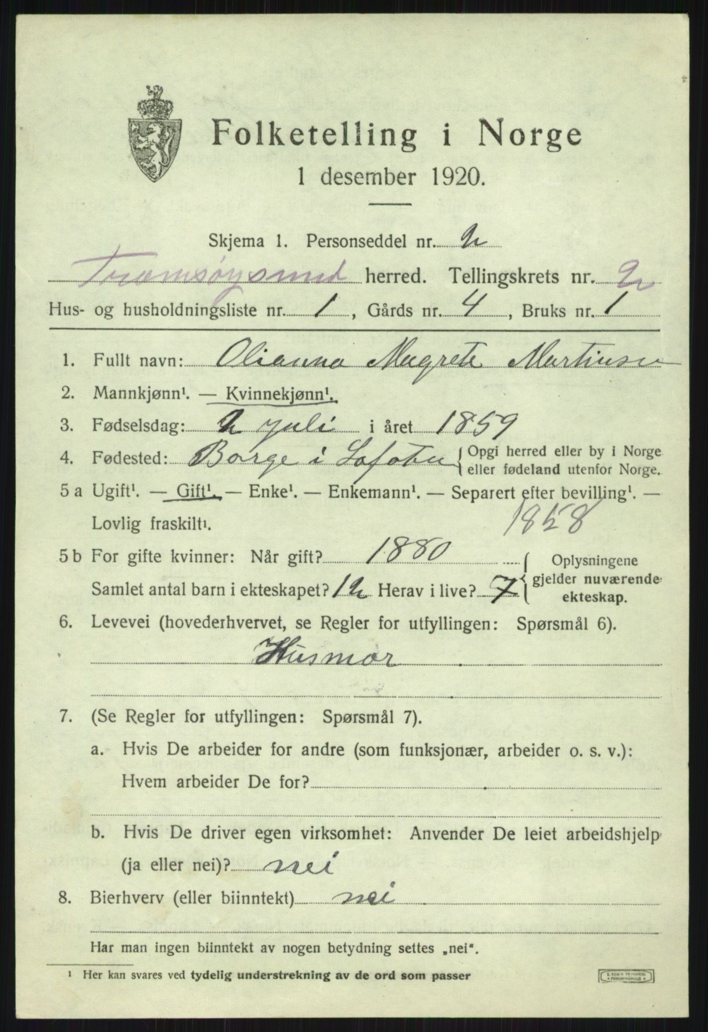 SATØ, 1920 census for Tromsøysund, 1920, p. 2364