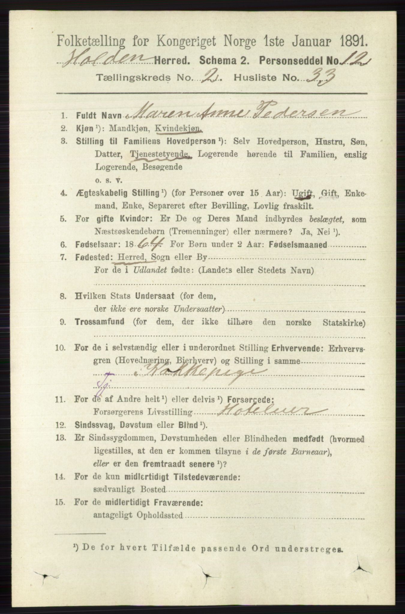 RA, 1891 census for 0819 Holla, 1891, p. 982