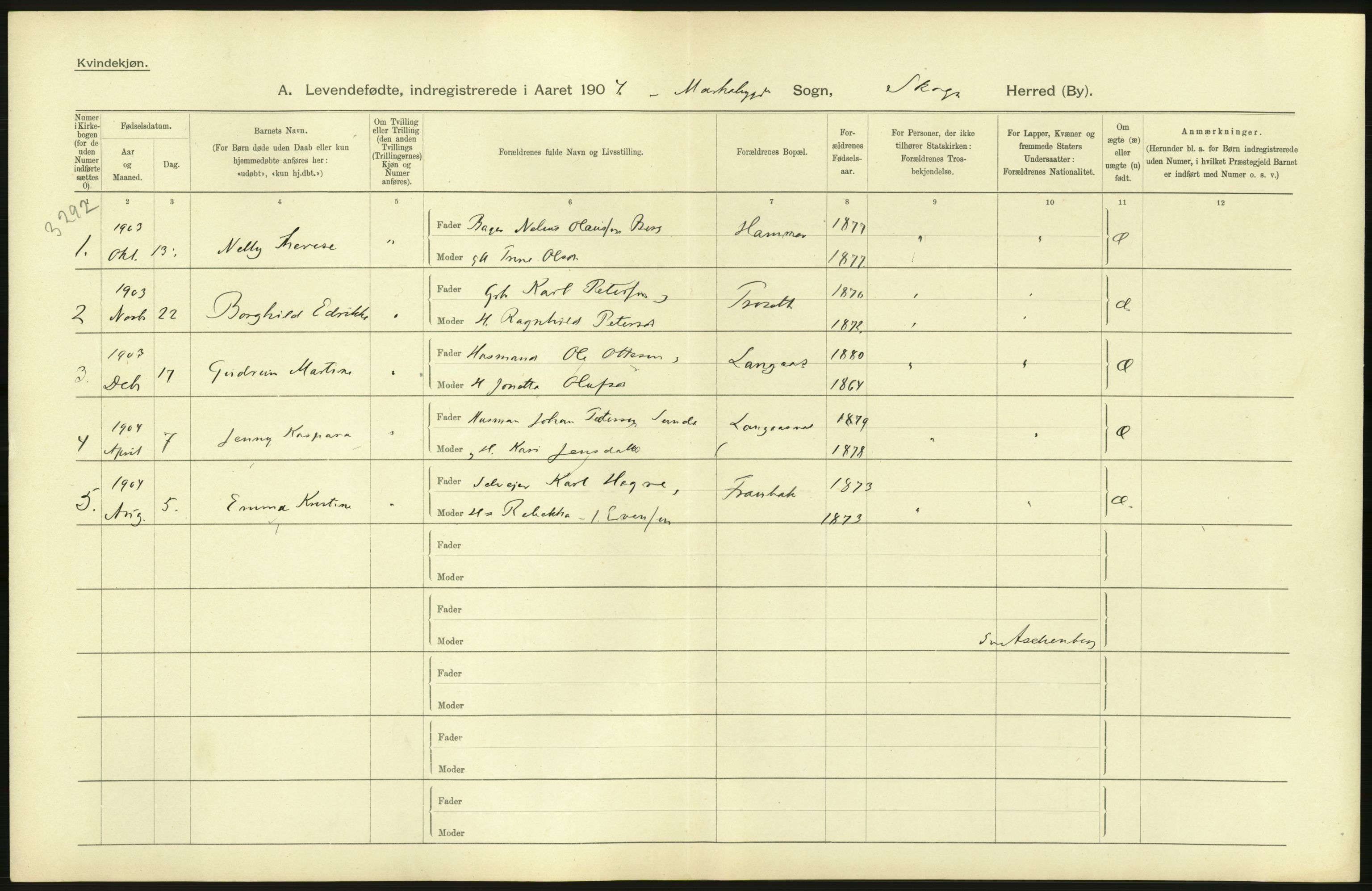 Statistisk sentralbyrå, Sosiodemografiske emner, Befolkning, AV/RA-S-2228/D/Df/Dfa/Dfab/L0019: Nordre Trondhjems amt: Fødte, gifte, døde, 1904, p. 116