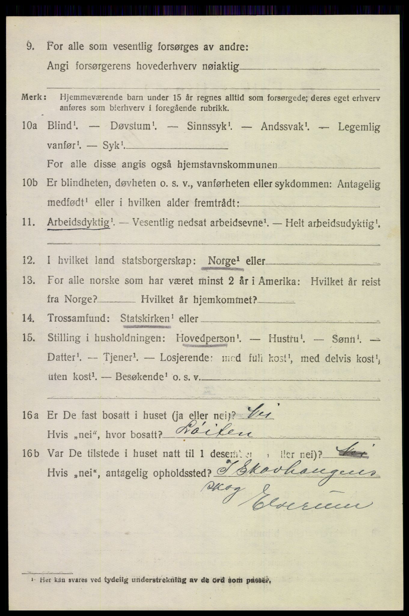 SAH, 1920 census for Elverum, 1920, p. 22531