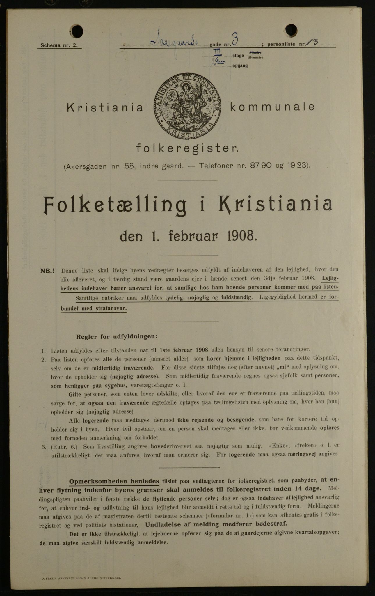 OBA, Municipal Census 1908 for Kristiania, 1908, p. 80488