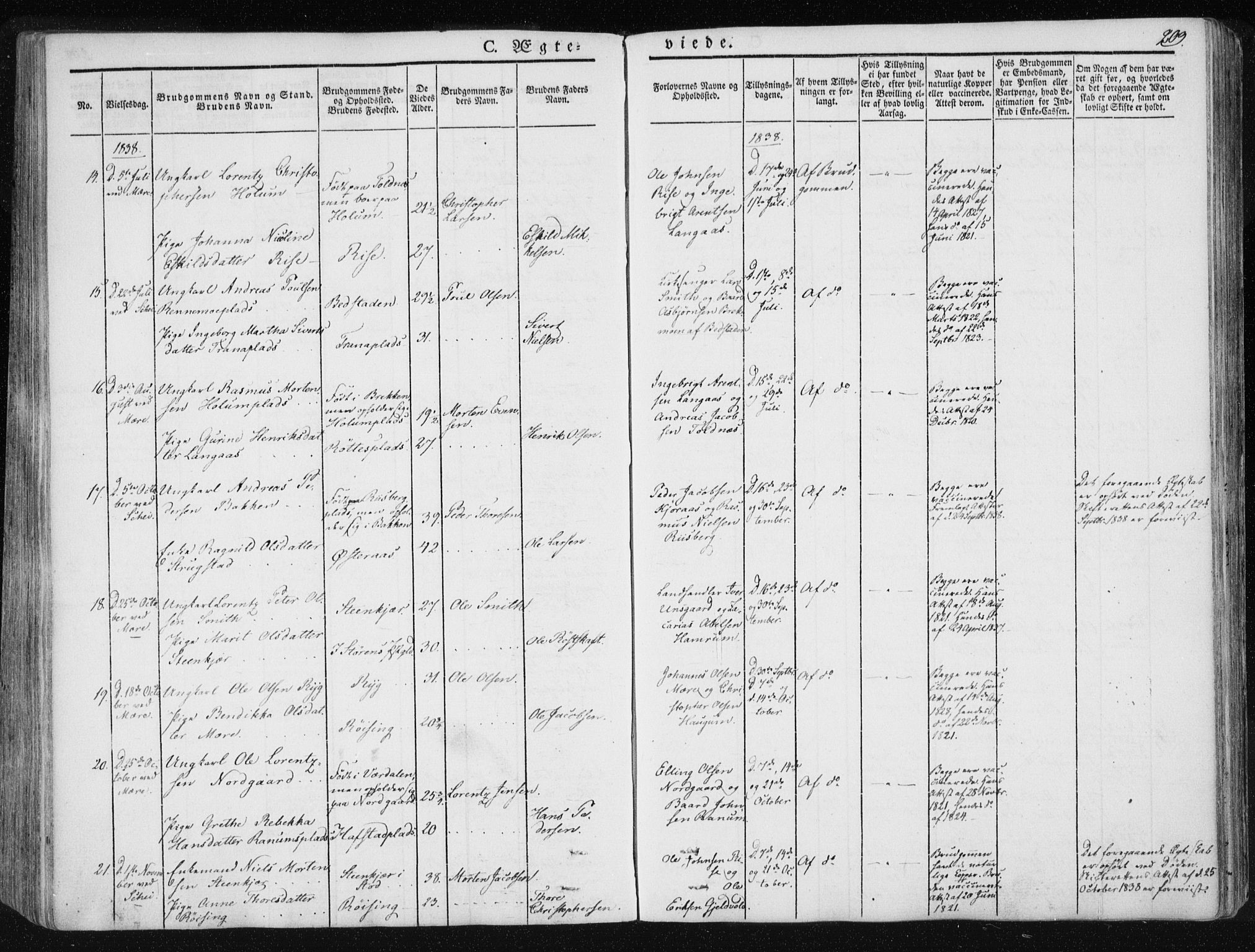 Ministerialprotokoller, klokkerbøker og fødselsregistre - Nord-Trøndelag, SAT/A-1458/735/L0339: Parish register (official) no. 735A06 /1, 1836-1848, p. 209