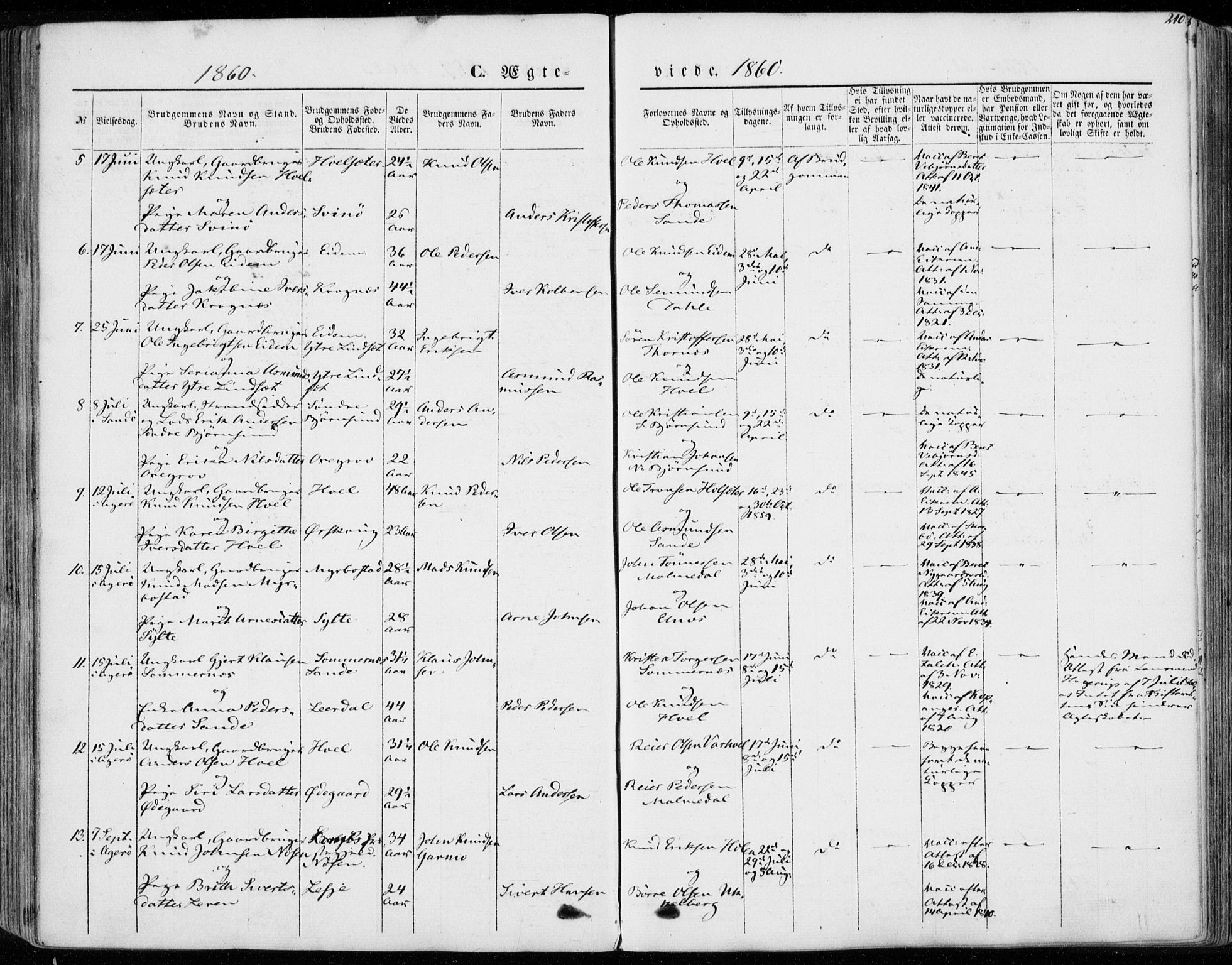 Ministerialprotokoller, klokkerbøker og fødselsregistre - Møre og Romsdal, SAT/A-1454/565/L0748: Parish register (official) no. 565A02, 1845-1872, p. 210