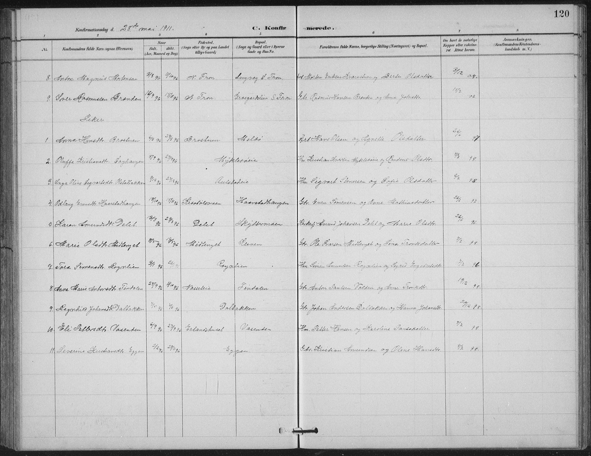 Vestre Gausdal prestekontor, SAH/PREST-094/H/Ha/Hab/L0004: Parish register (copy) no. 4, 1898-1939, p. 120