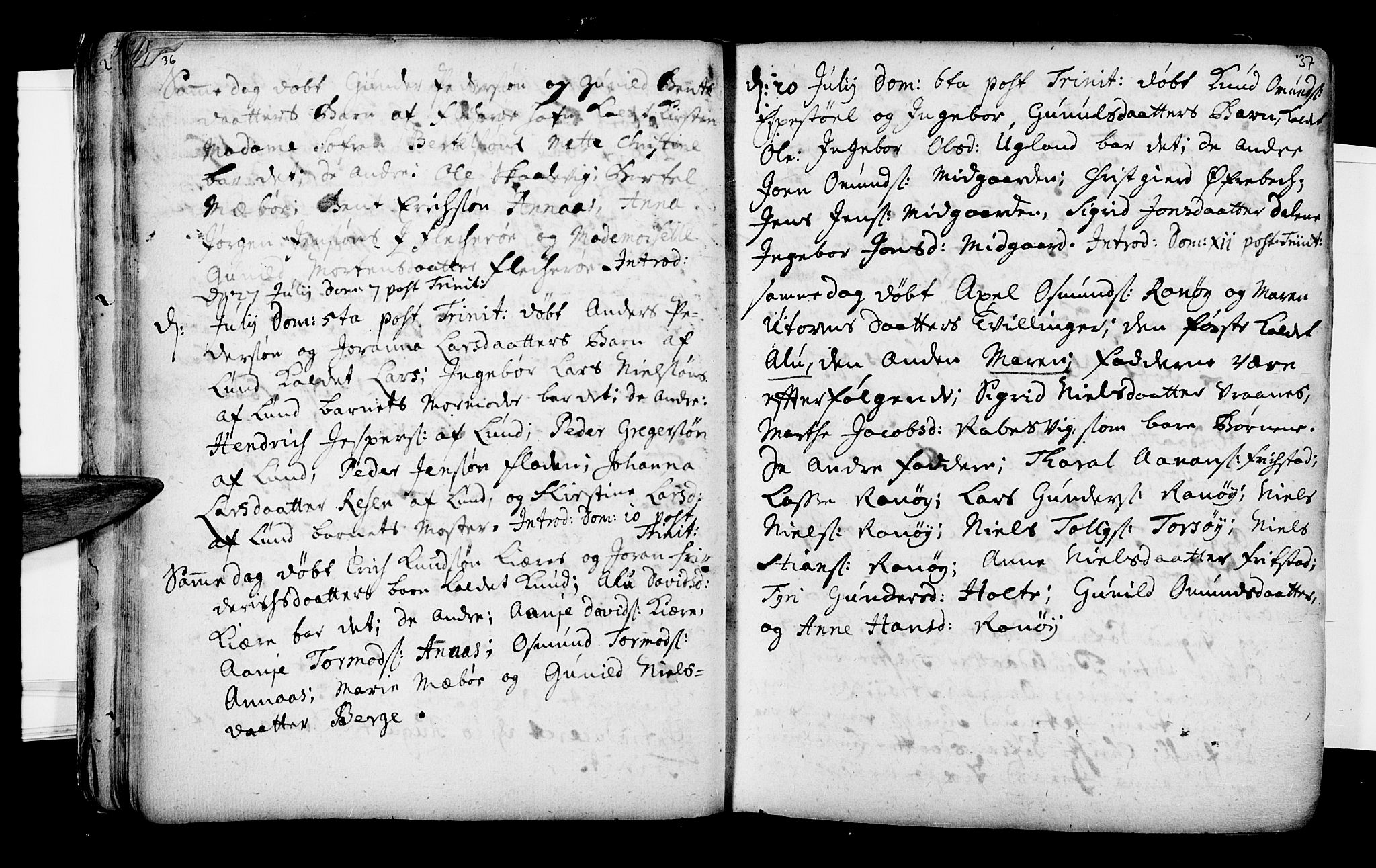 Oddernes sokneprestkontor, AV/SAK-1111-0033/F/Fa/Faa/L0002: Parish register (official) no. A 2, 1719-1764, p. 36-37