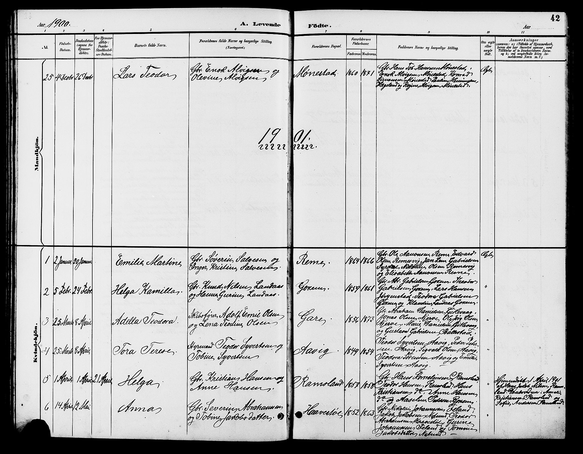 Sør-Audnedal sokneprestkontor, AV/SAK-1111-0039/F/Fb/Fba/L0004: Parish register (copy) no. B 4, 1893-1909, p. 42