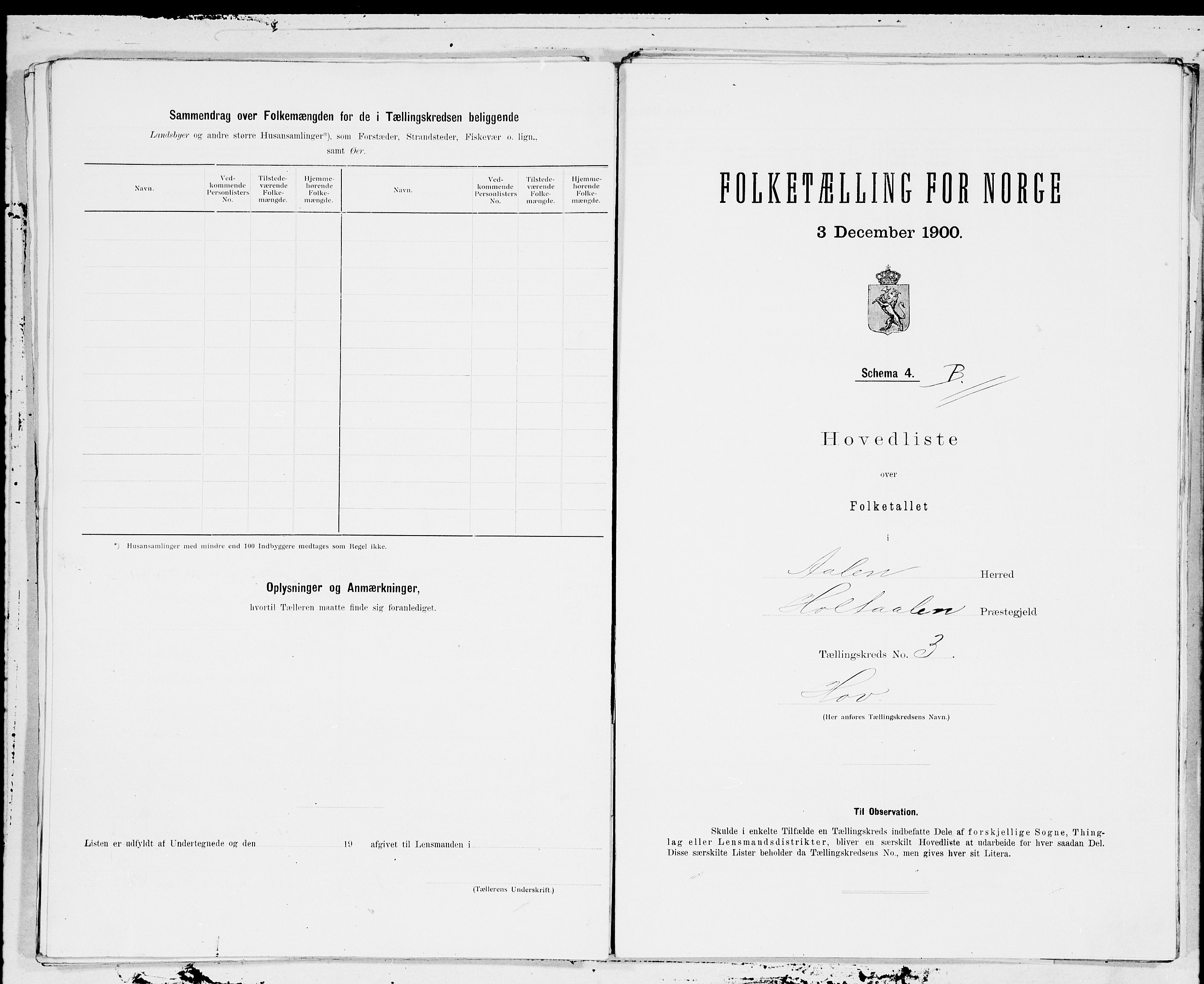 SAT, 1900 census for Ålen, 1900, p. 8