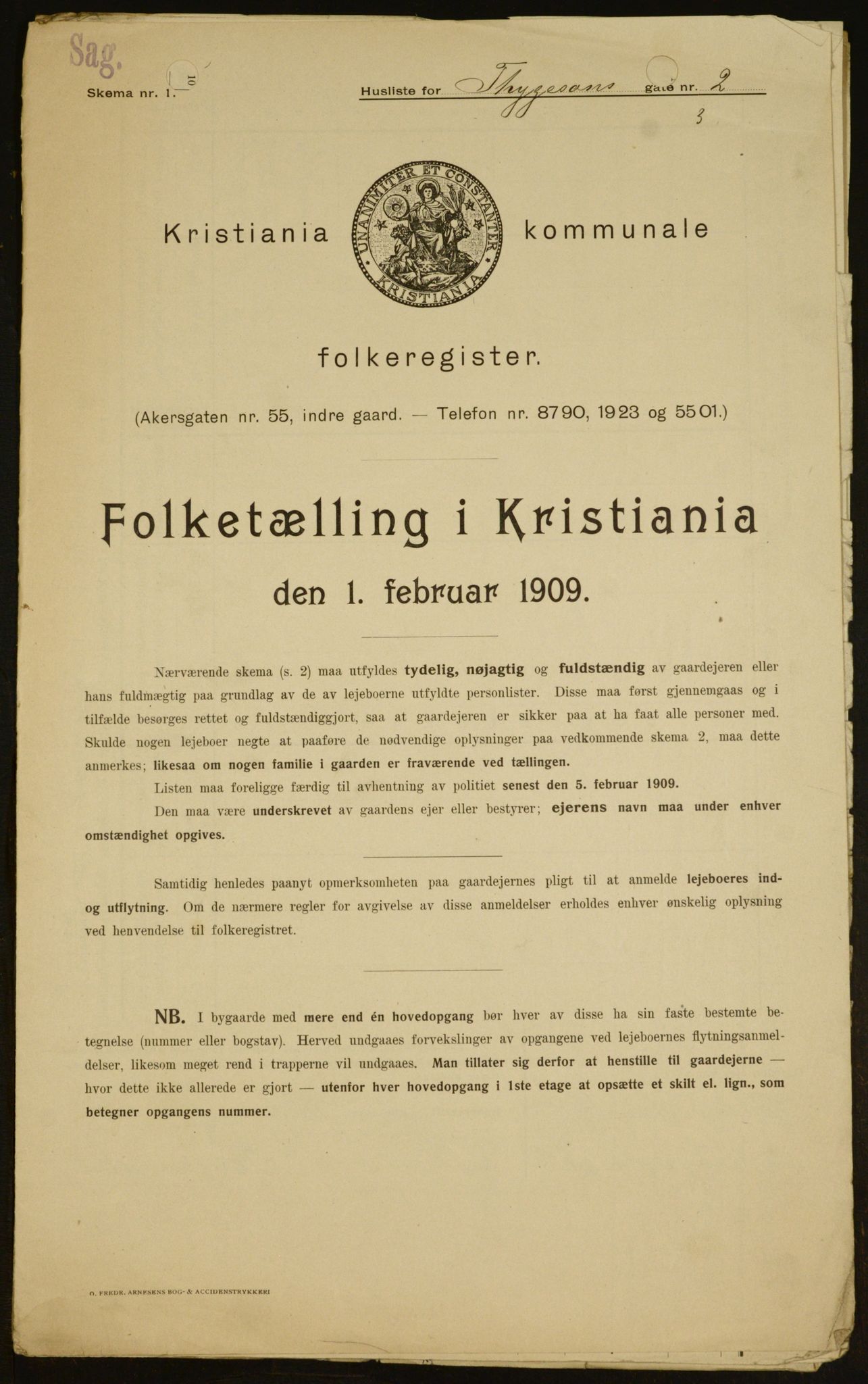 OBA, Municipal Census 1909 for Kristiania, 1909, p. 100947