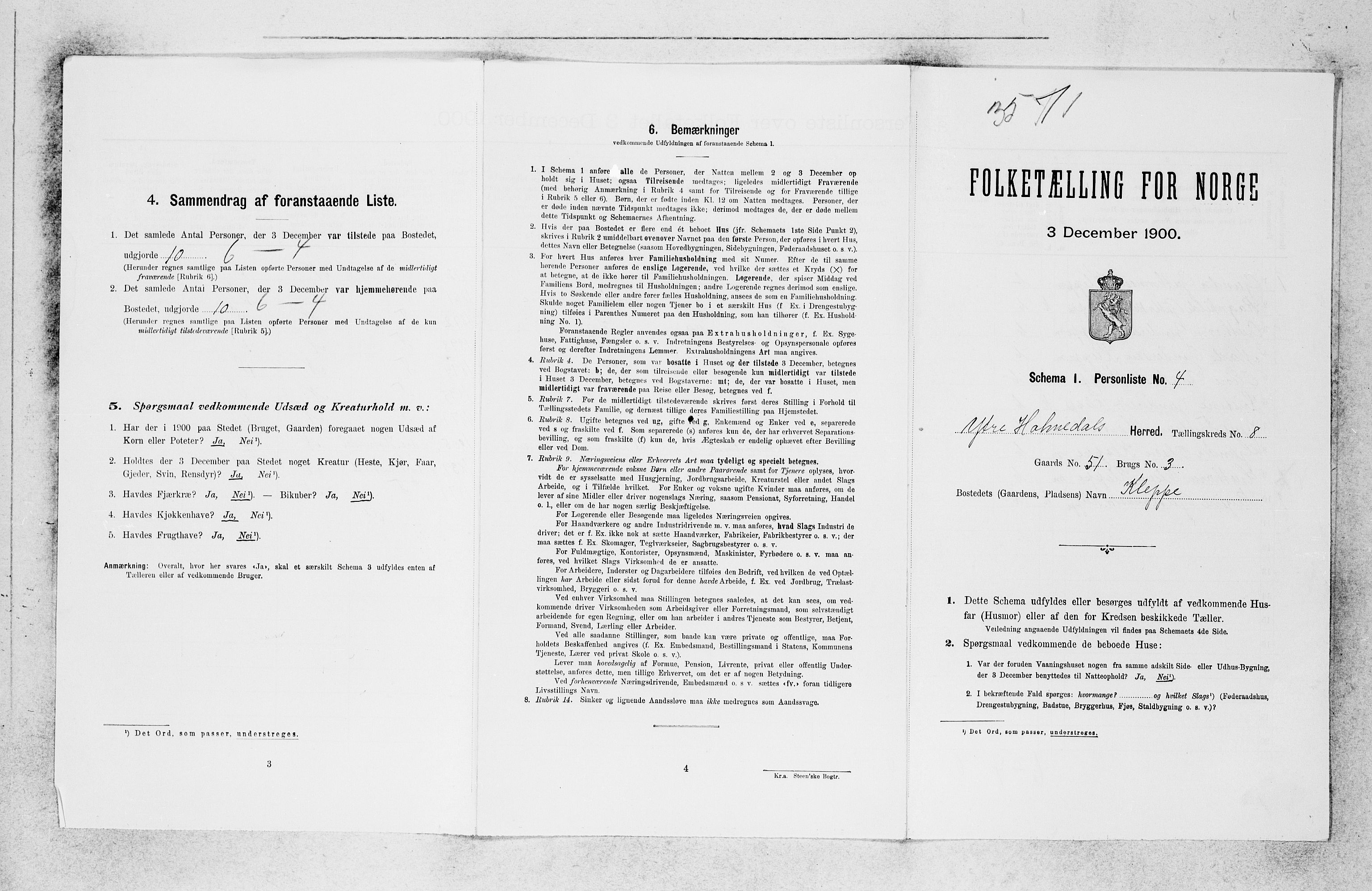 SAB, 1900 census for Ytre Holmedal, 1900, p. 601