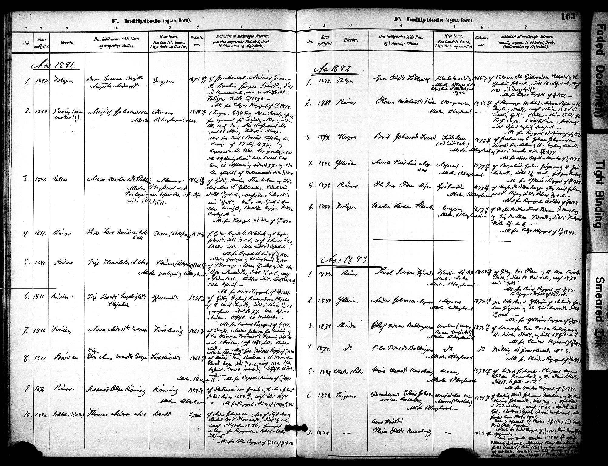Ministerialprotokoller, klokkerbøker og fødselsregistre - Sør-Trøndelag, AV/SAT-A-1456/686/L0984: Parish register (official) no. 686A02, 1891-1906, p. 163