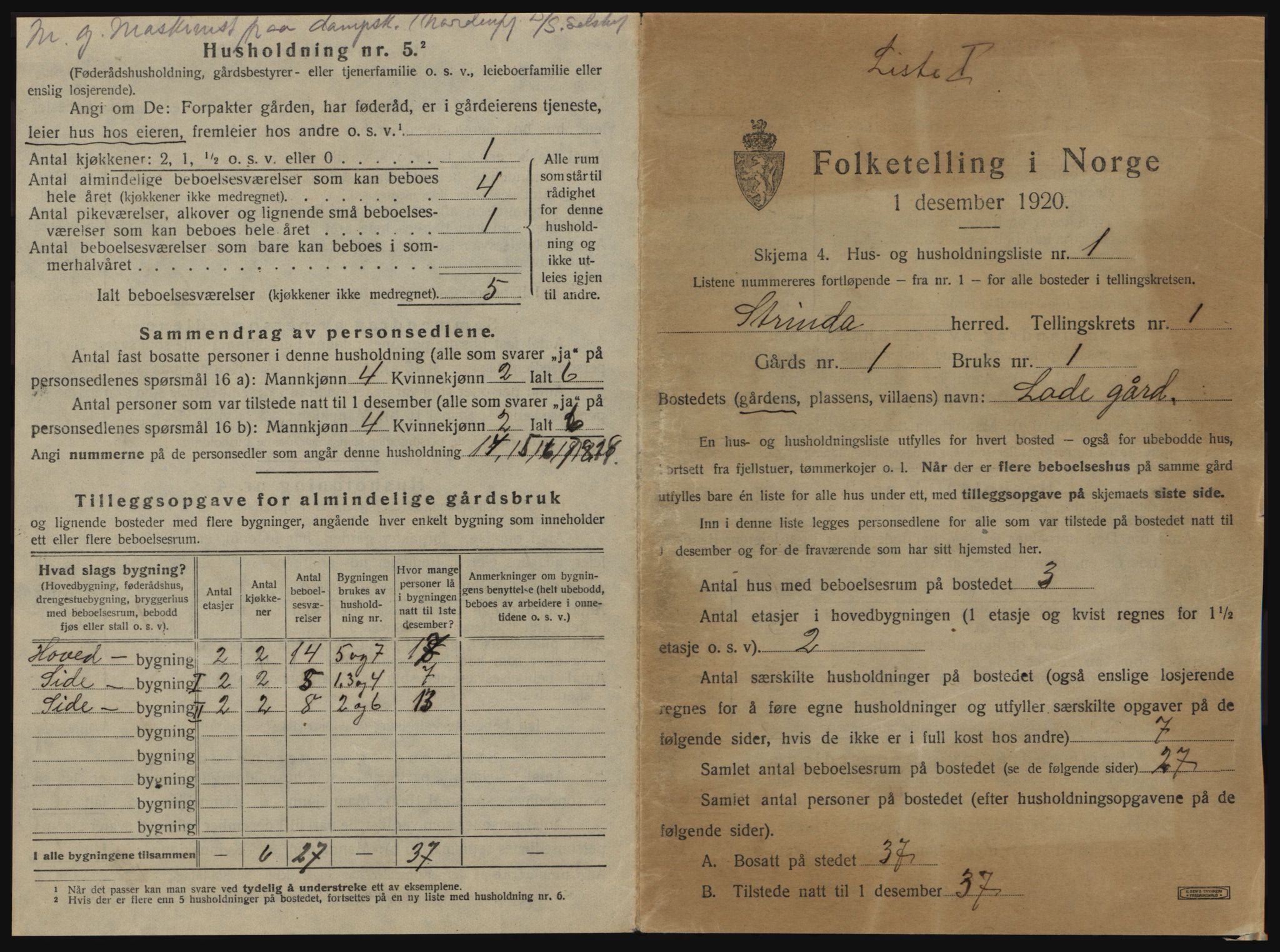 SAT, 1920 census for Strinda, 1920, p. 74