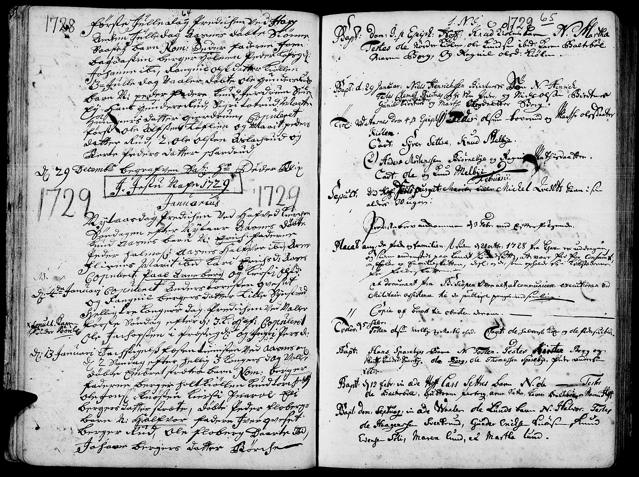 Hof prestekontor, AV/SAH-PREST-038/H/Ha/Haa/L0002: Parish register (official) no. 2, 1720-1749, p. 64-65