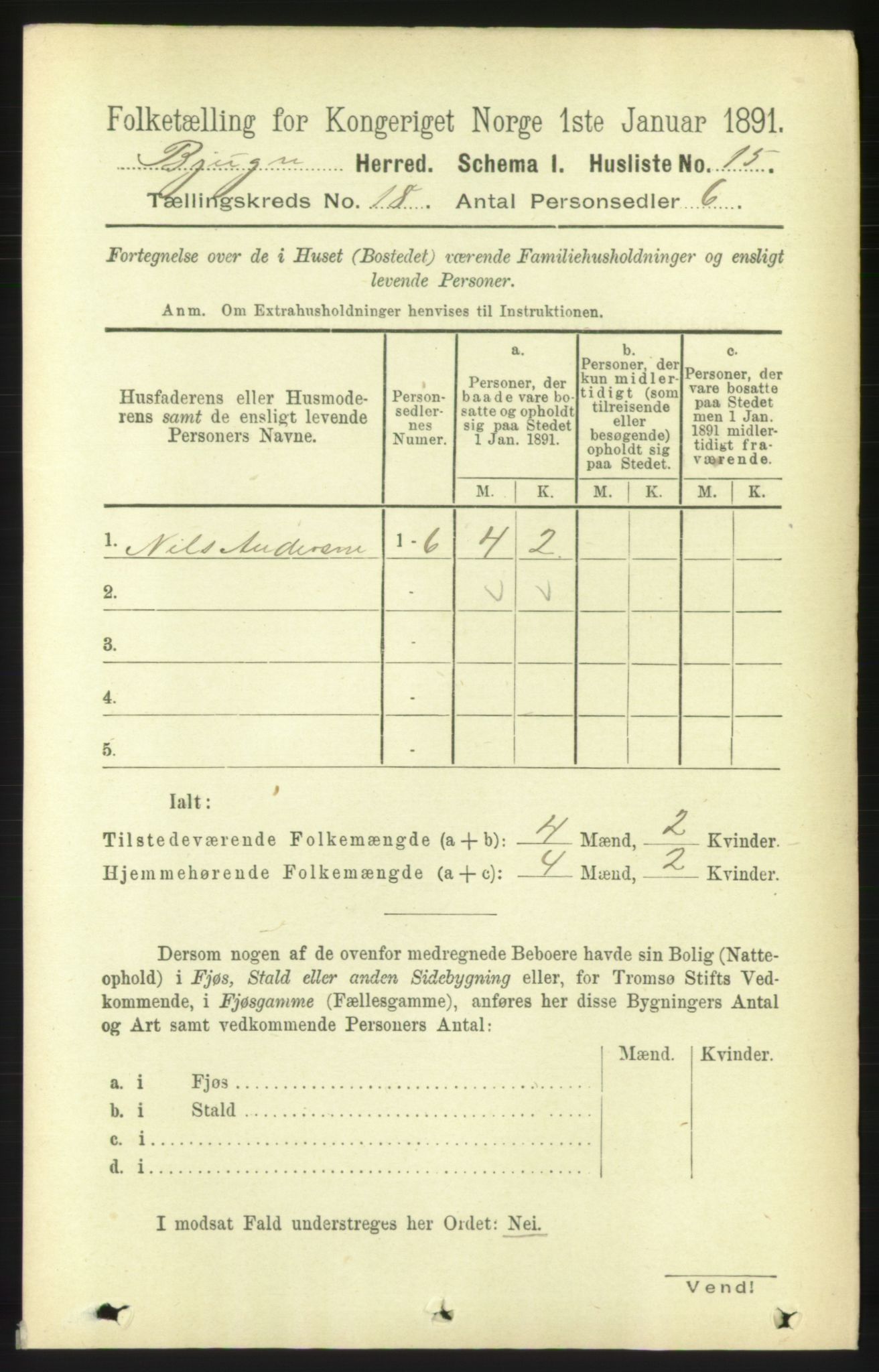 RA, 1891 census for 1627 Bjugn, 1891, p. 4915