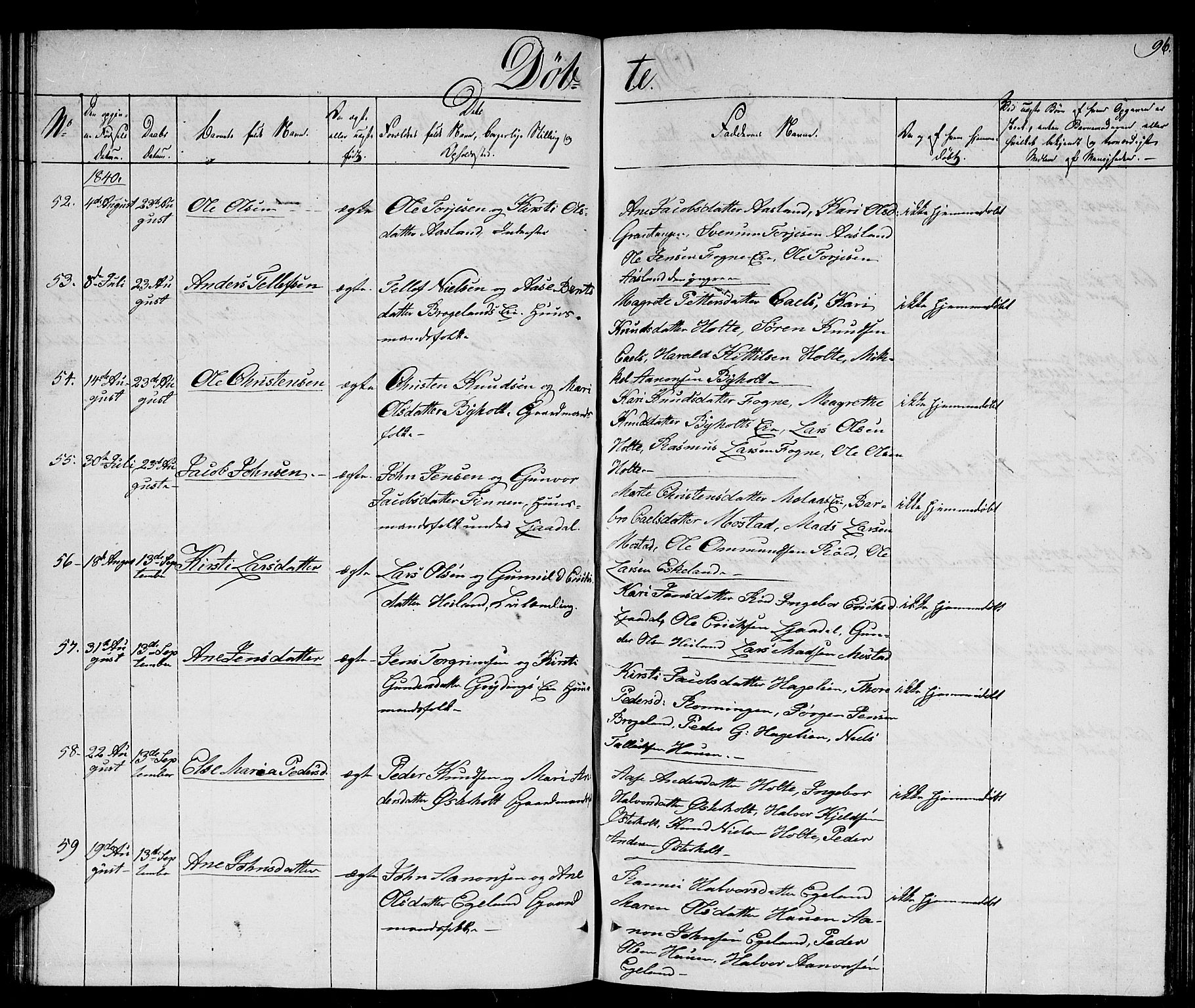 Gjerstad sokneprestkontor, AV/SAK-1111-0014/F/Fb/Fba/L0003: Parish register (copy) no. B 3, 1829-1844, p. 96