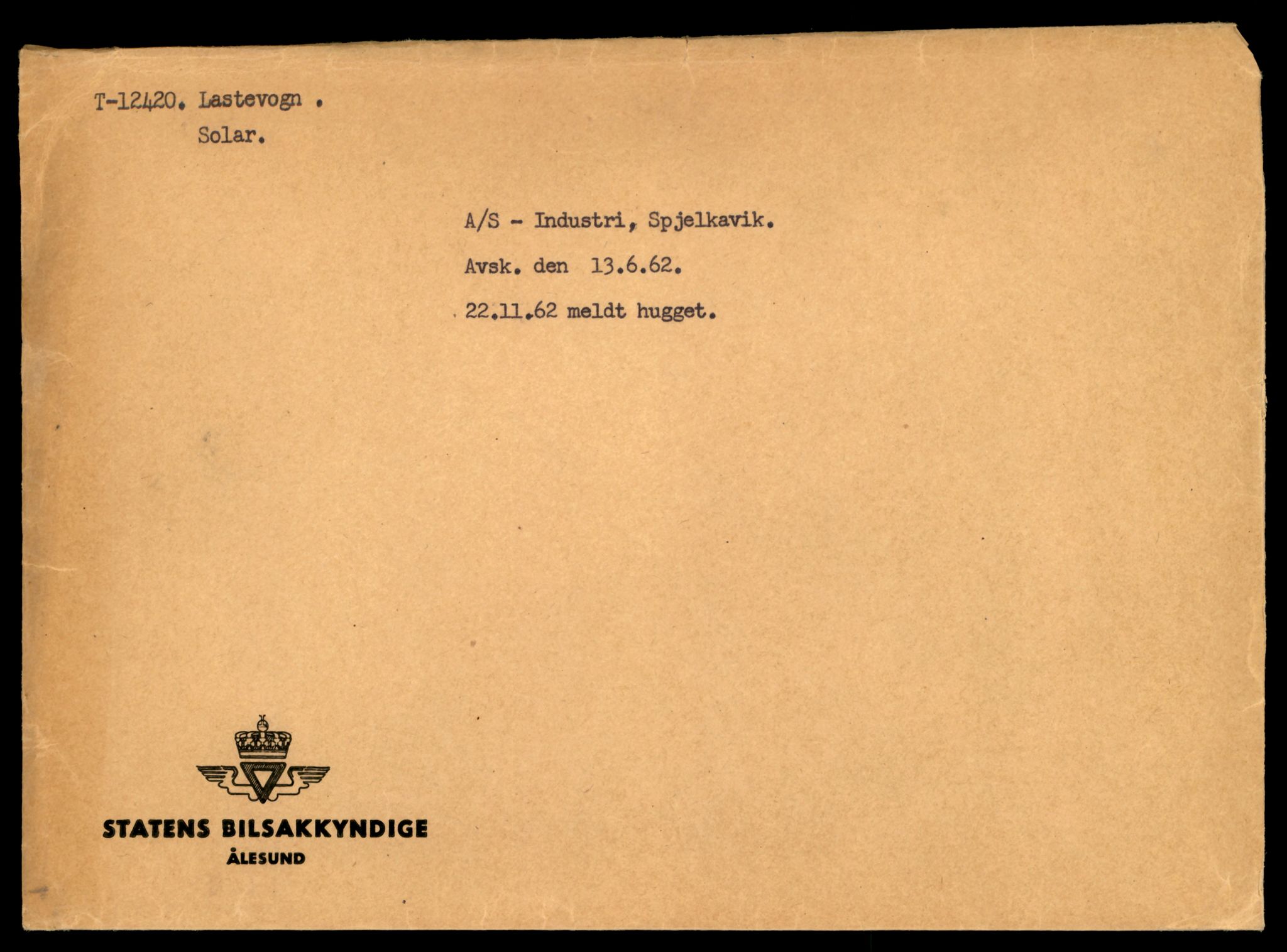 Møre og Romsdal vegkontor - Ålesund trafikkstasjon, SAT/A-4099/F/Fe/L0033: Registreringskort for kjøretøy T 12151 - T 12474, 1927-1998, p. 3067