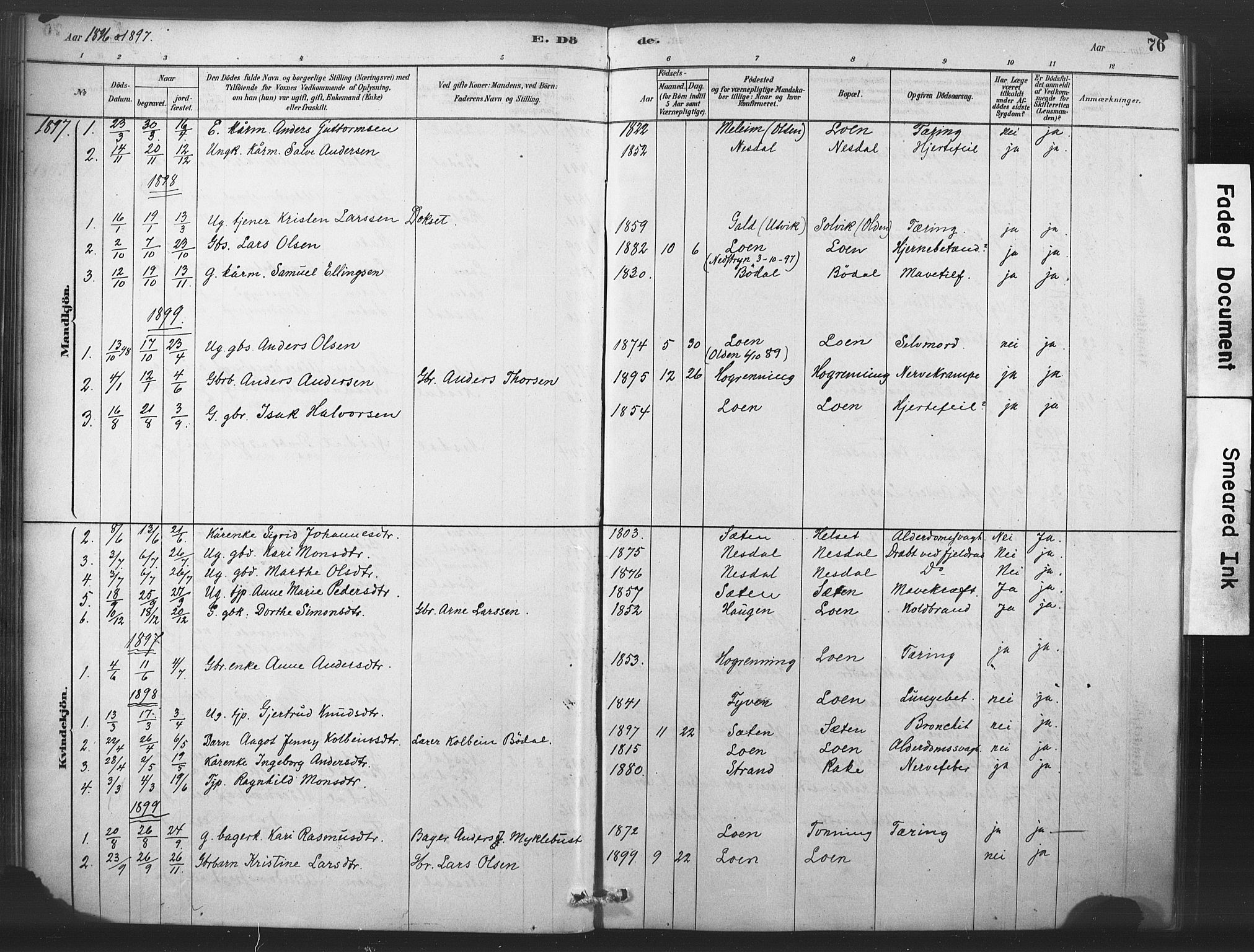 Stryn Sokneprestembete, AV/SAB-A-82501: Parish register (official) no. C 1, 1878-1907, p. 76