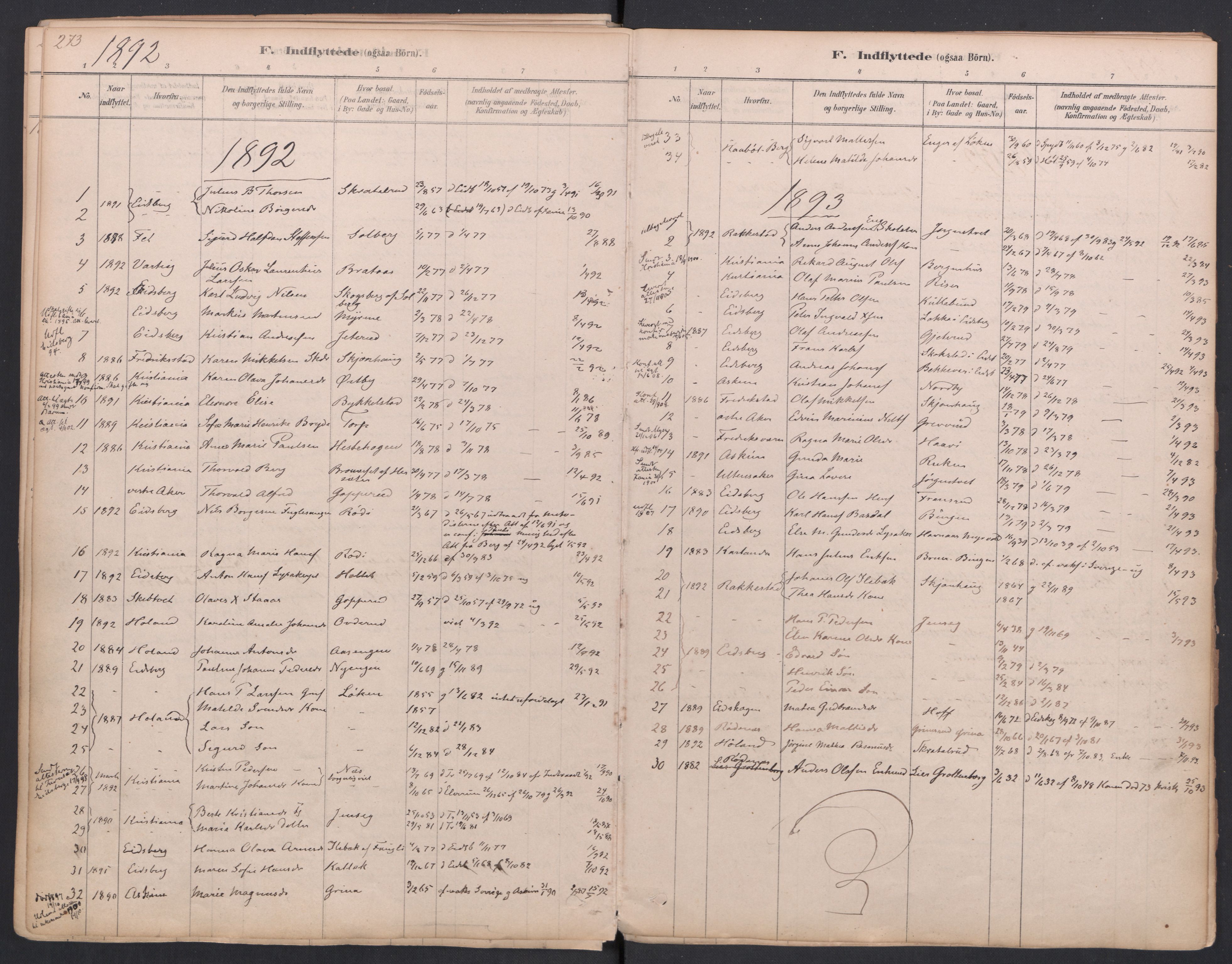 Trøgstad prestekontor Kirkebøker, SAO/A-10925/F/Fa/L0010: Parish register (official) no. I 10, 1878-1898, p. 273