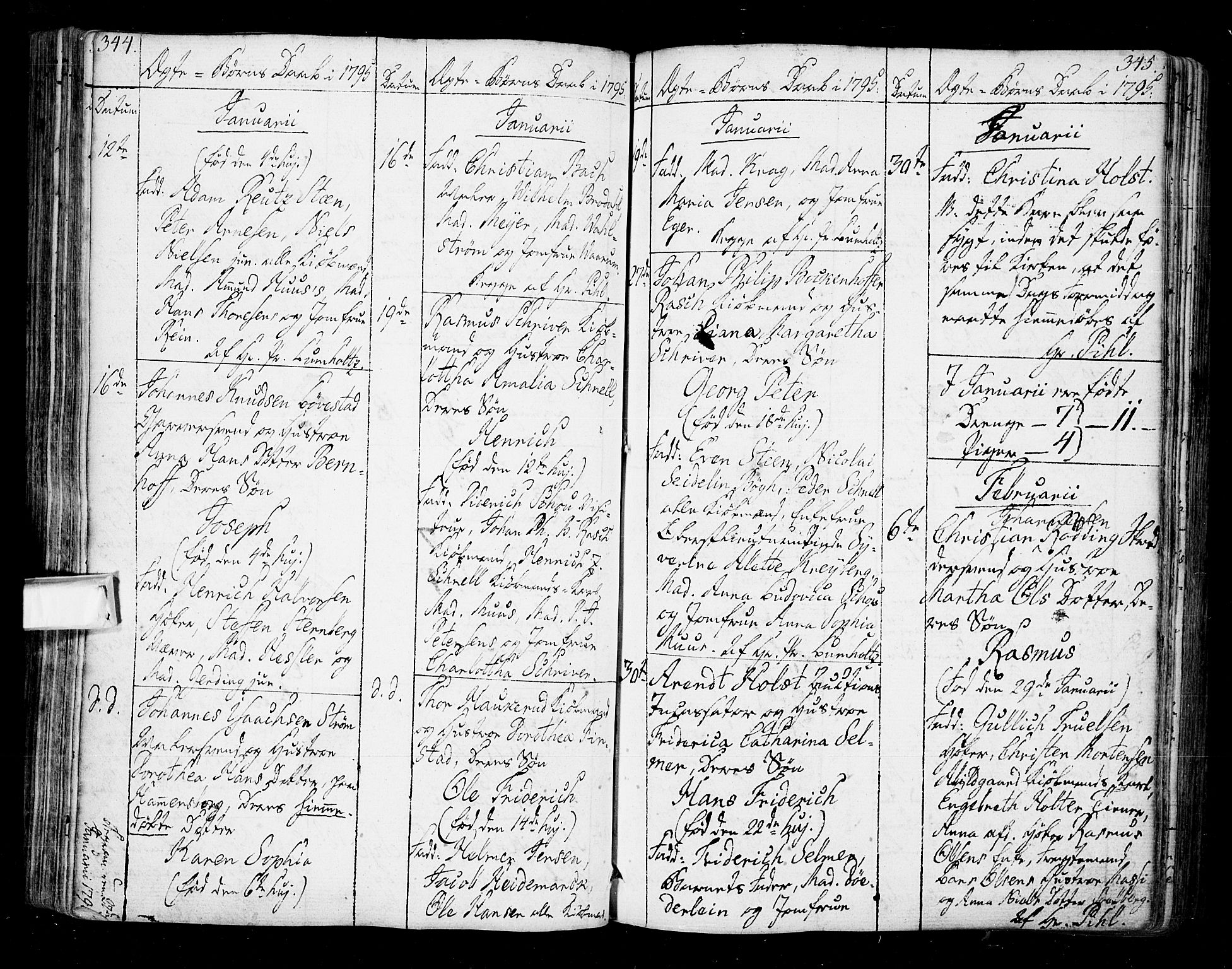Oslo domkirke Kirkebøker, SAO/A-10752/F/Fa/L0005: Parish register (official) no. 5, 1787-1806, p. 344-345