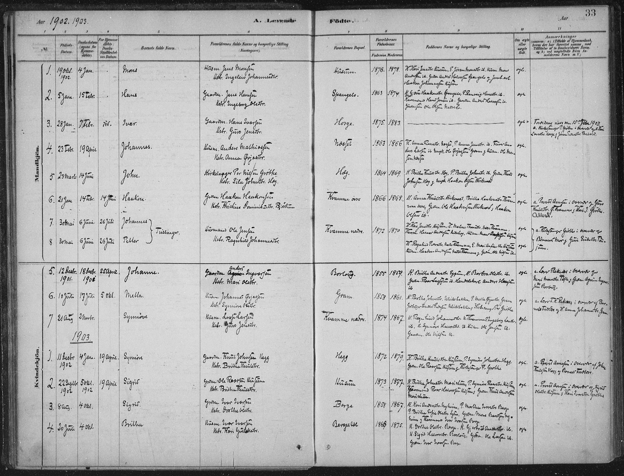 Lærdal sokneprestembete, AV/SAB-A-81201: Parish register (official) no. C  1, 1878-1911, p. 33