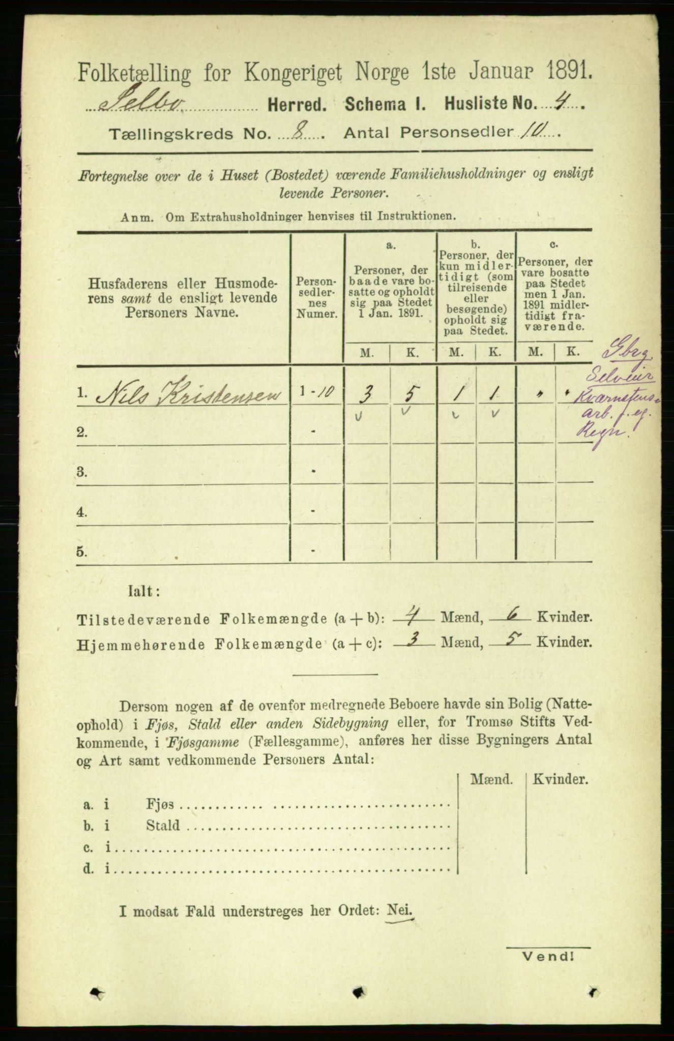 RA, 1891 census for 1664 Selbu, 1891, p. 2847