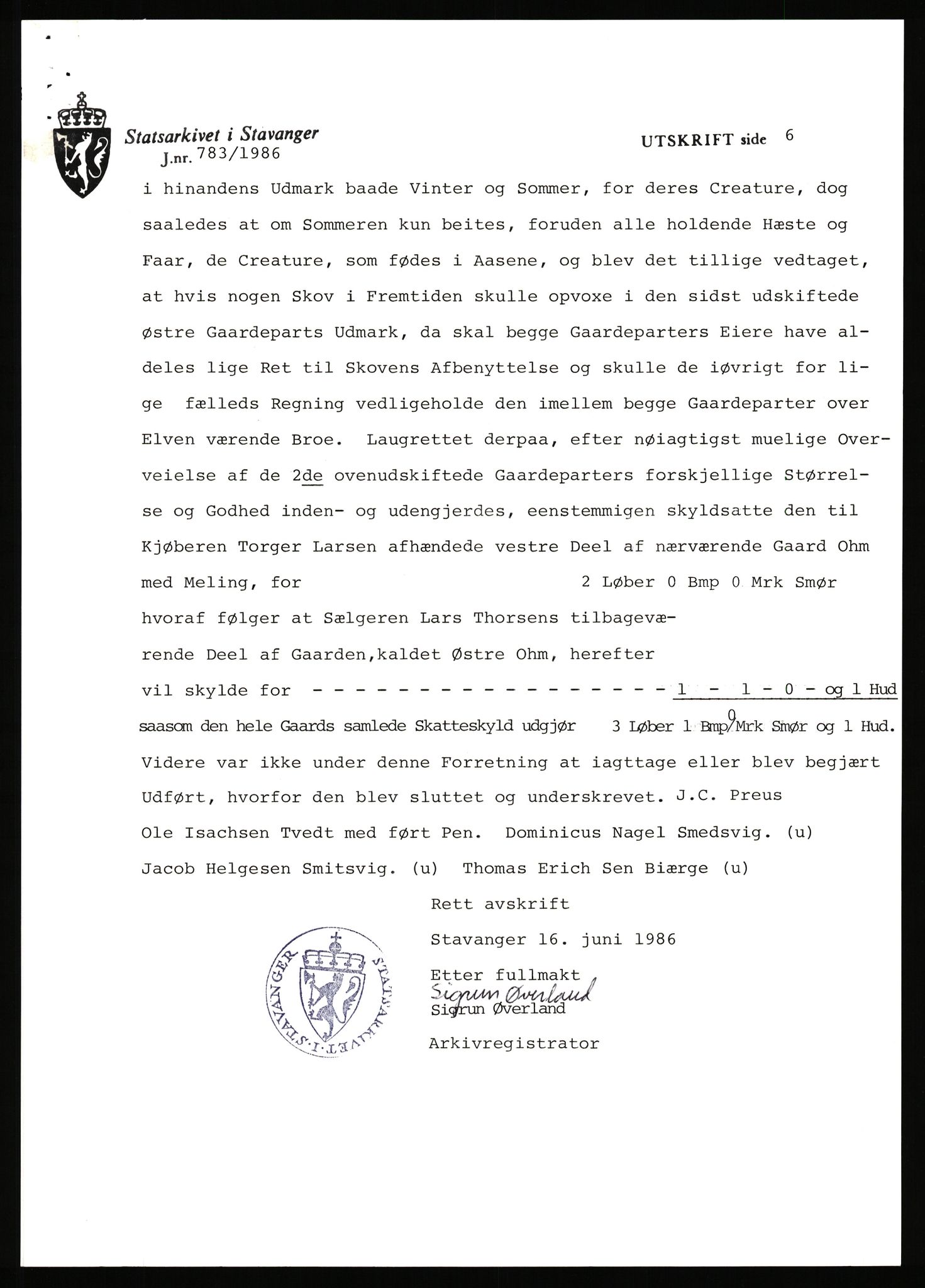 Statsarkivet i Stavanger, AV/SAST-A-101971/03/Y/Yj/L0100: Avskrifter sortert etter gårdsnavn: Ålgård - Årsland, 1750-1930, p. 103