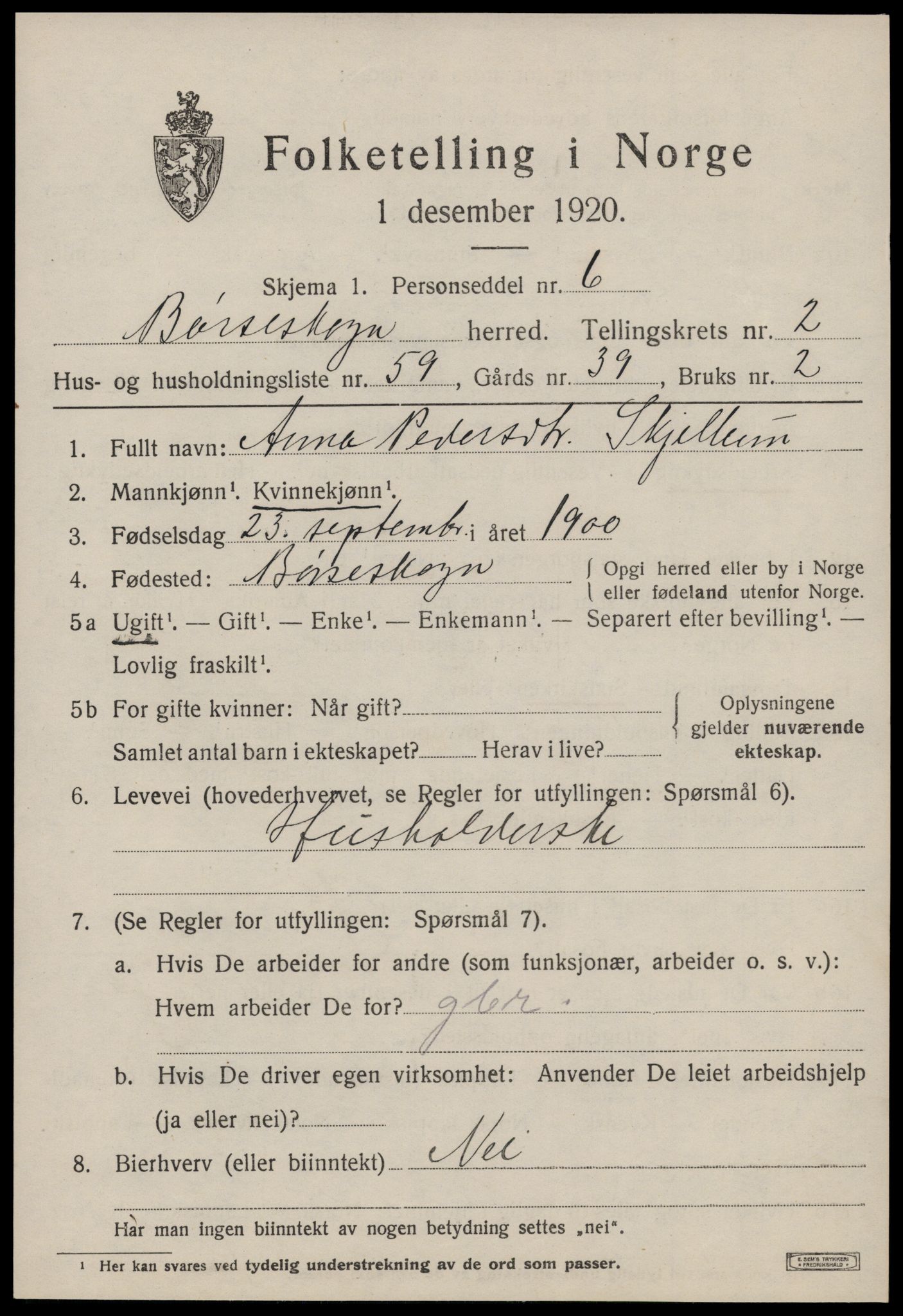 SAT, 1920 census for Børseskogn, 1920, p. 1934