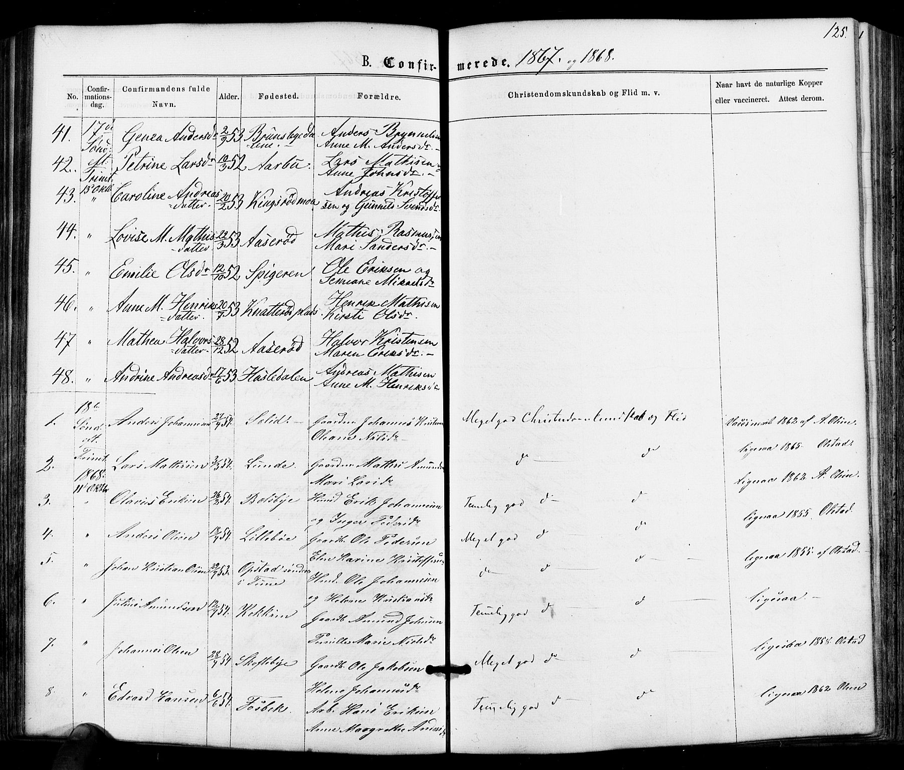 Varteig prestekontor Kirkebøker, SAO/A-10447a/F/Fa/L0001: Parish register (official) no. 1, 1861-1877, p. 125