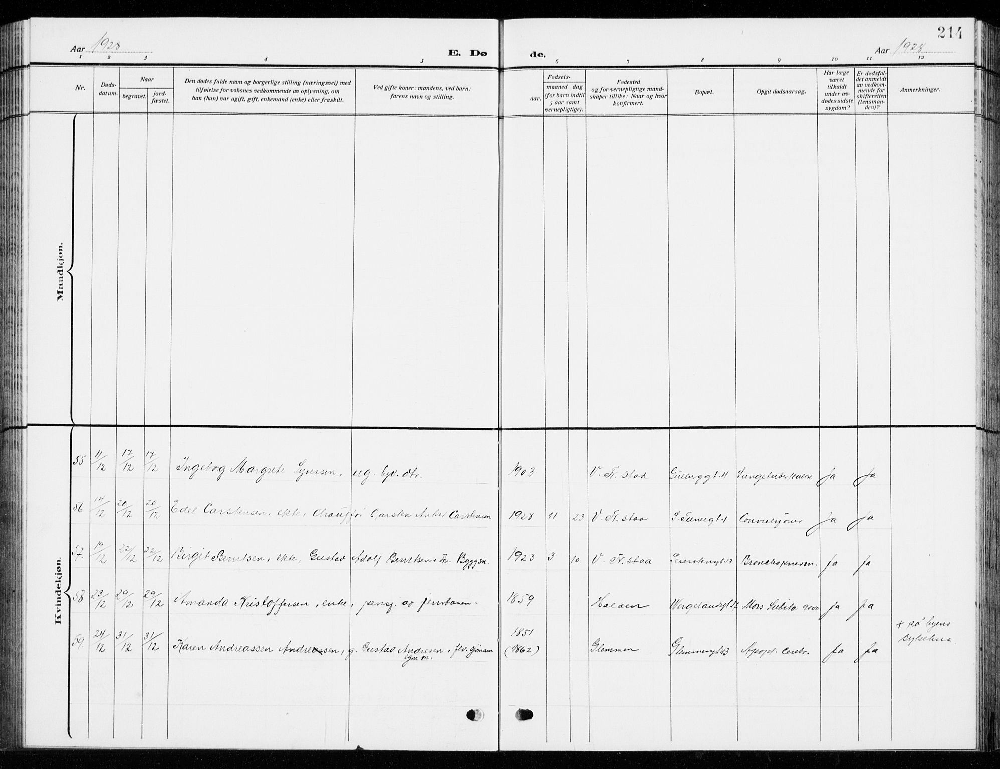 Fredrikstad domkirkes prestekontor Kirkebøker, AV/SAO-A-10906/G/Ga/L0004: Parish register (copy) no. 4, 1910-1944, p. 214