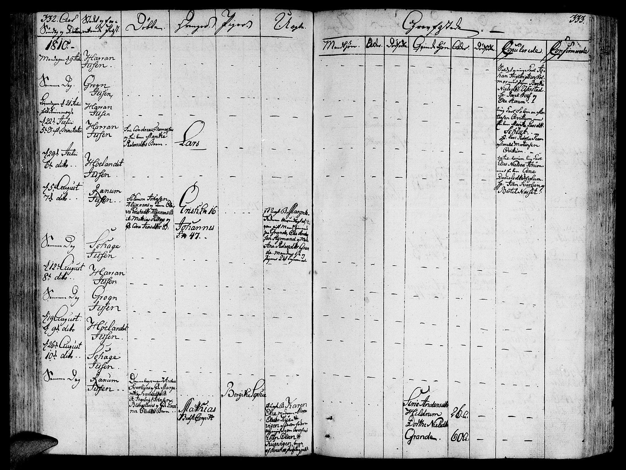 Ministerialprotokoller, klokkerbøker og fødselsregistre - Nord-Trøndelag, AV/SAT-A-1458/764/L0545: Parish register (official) no. 764A05, 1799-1816, p. 332-333