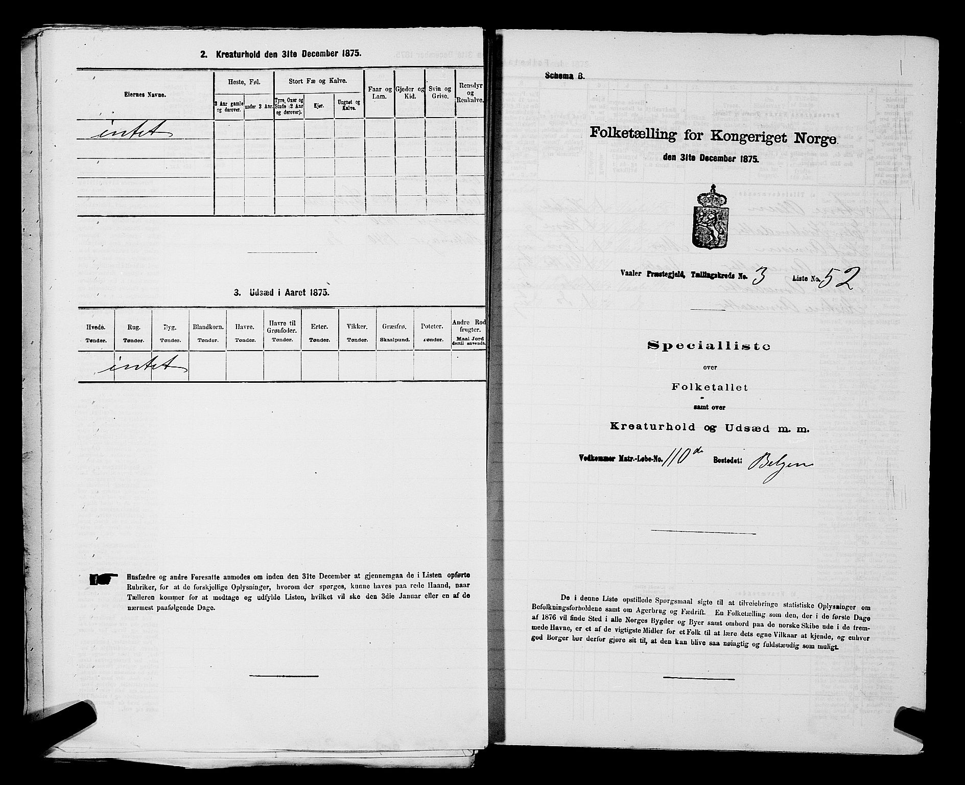 RA, 1875 census for 0137P Våler, 1875, p. 558