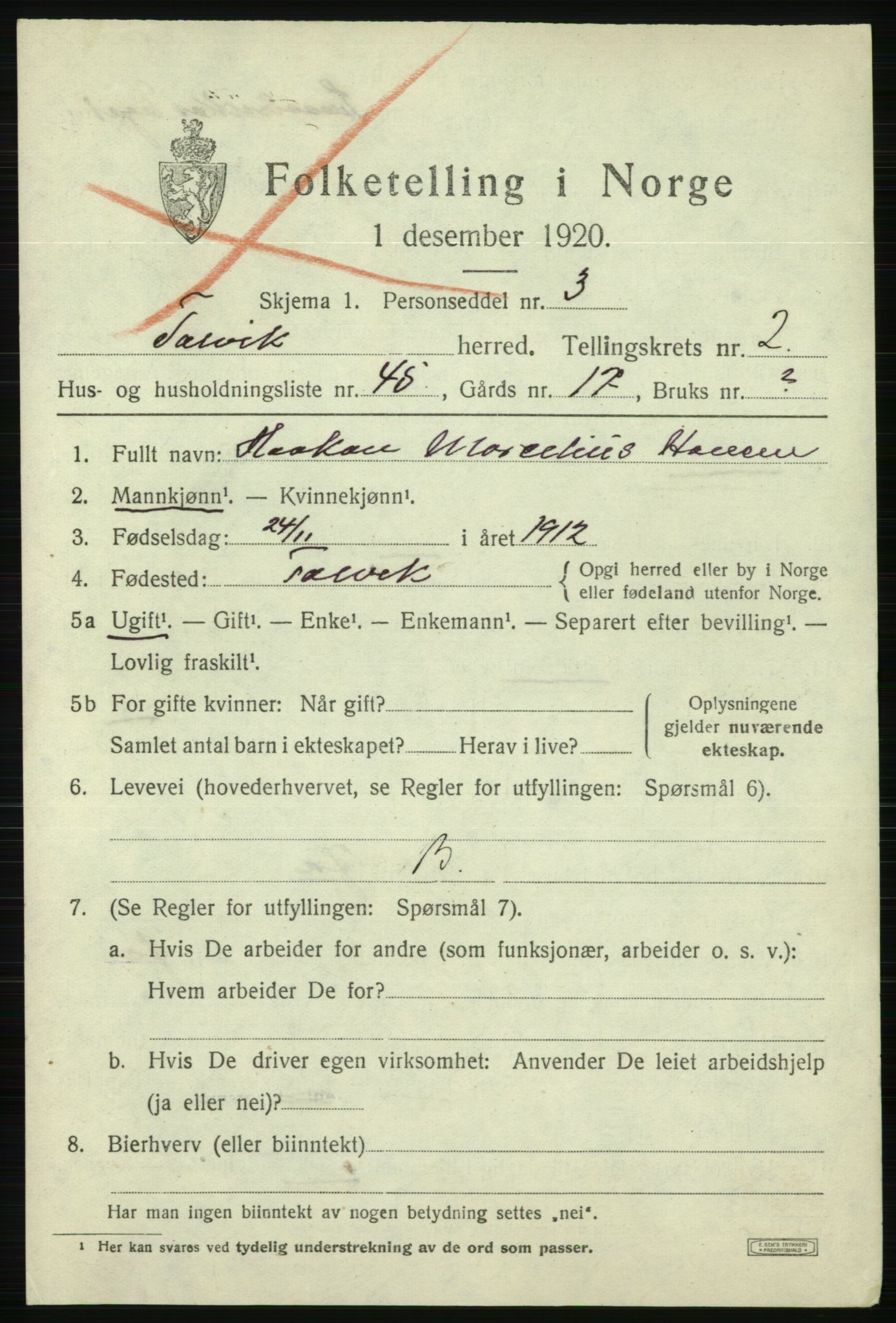 SATØ, 1920 census for Talvik, 1920, p. 2176