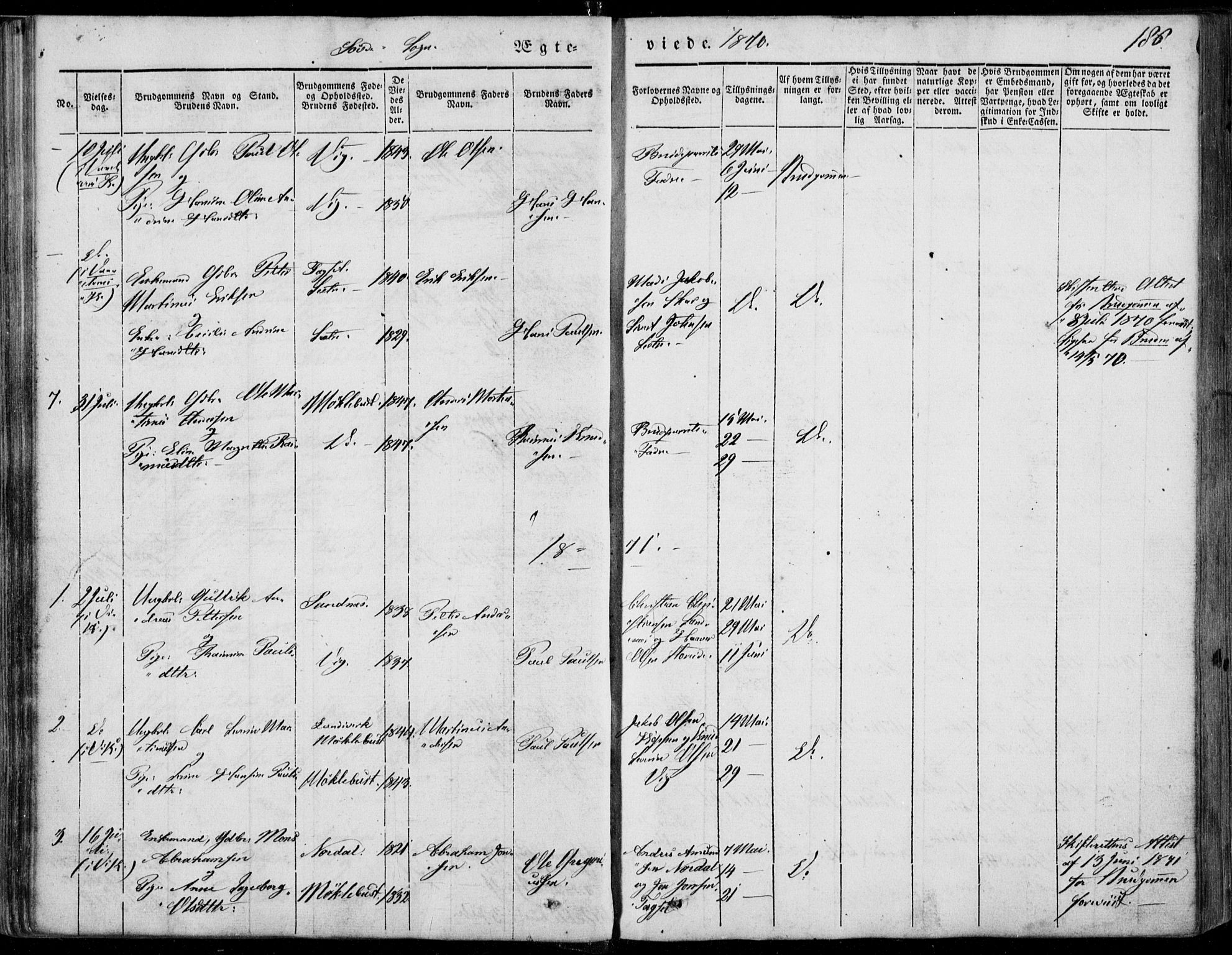 Ministerialprotokoller, klokkerbøker og fødselsregistre - Møre og Romsdal, SAT/A-1454/502/L0023: Parish register (official) no. 502A01, 1844-1873, p. 186
