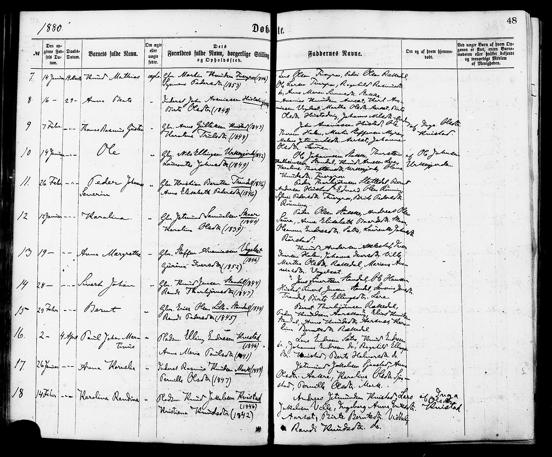 Ministerialprotokoller, klokkerbøker og fødselsregistre - Møre og Romsdal, SAT/A-1454/515/L0210: Parish register (official) no. 515A06, 1868-1885, p. 48