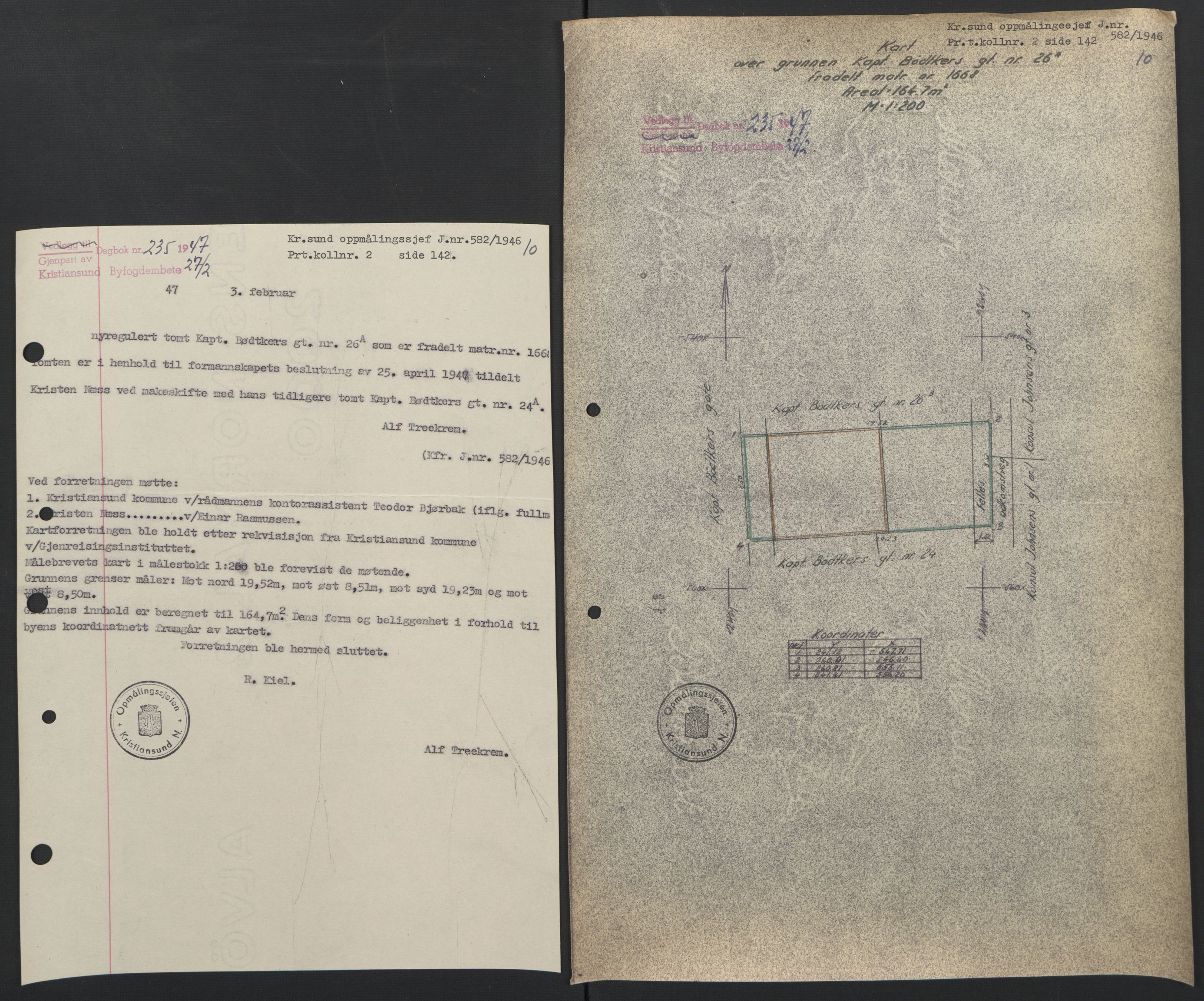 Kristiansund byfogd, AV/SAT-A-4587/A/27: Mortgage book no. 42, 1947-1950, Diary no: : 235/1947