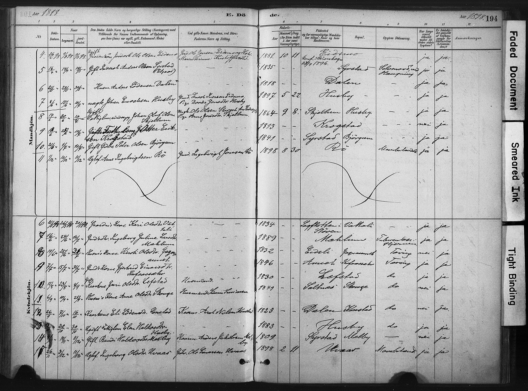 Ministerialprotokoller, klokkerbøker og fødselsregistre - Sør-Trøndelag, SAT/A-1456/667/L0795: Parish register (official) no. 667A03, 1879-1907, p. 194