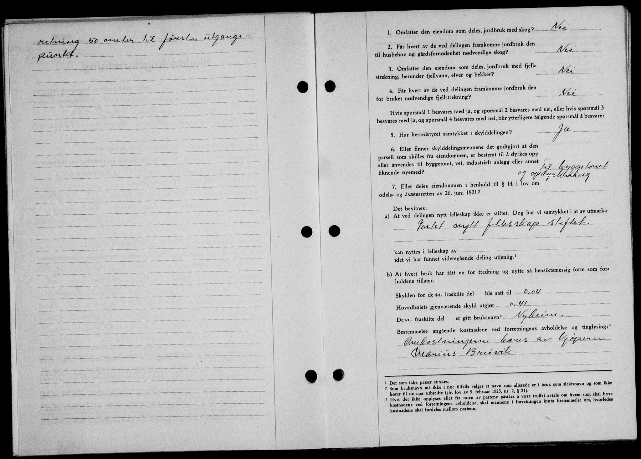 Lofoten sorenskriveri, SAT/A-0017/1/2/2C/L0014a: Mortgage book no. 14a, 1946-1946, Diary no: : 606/1946