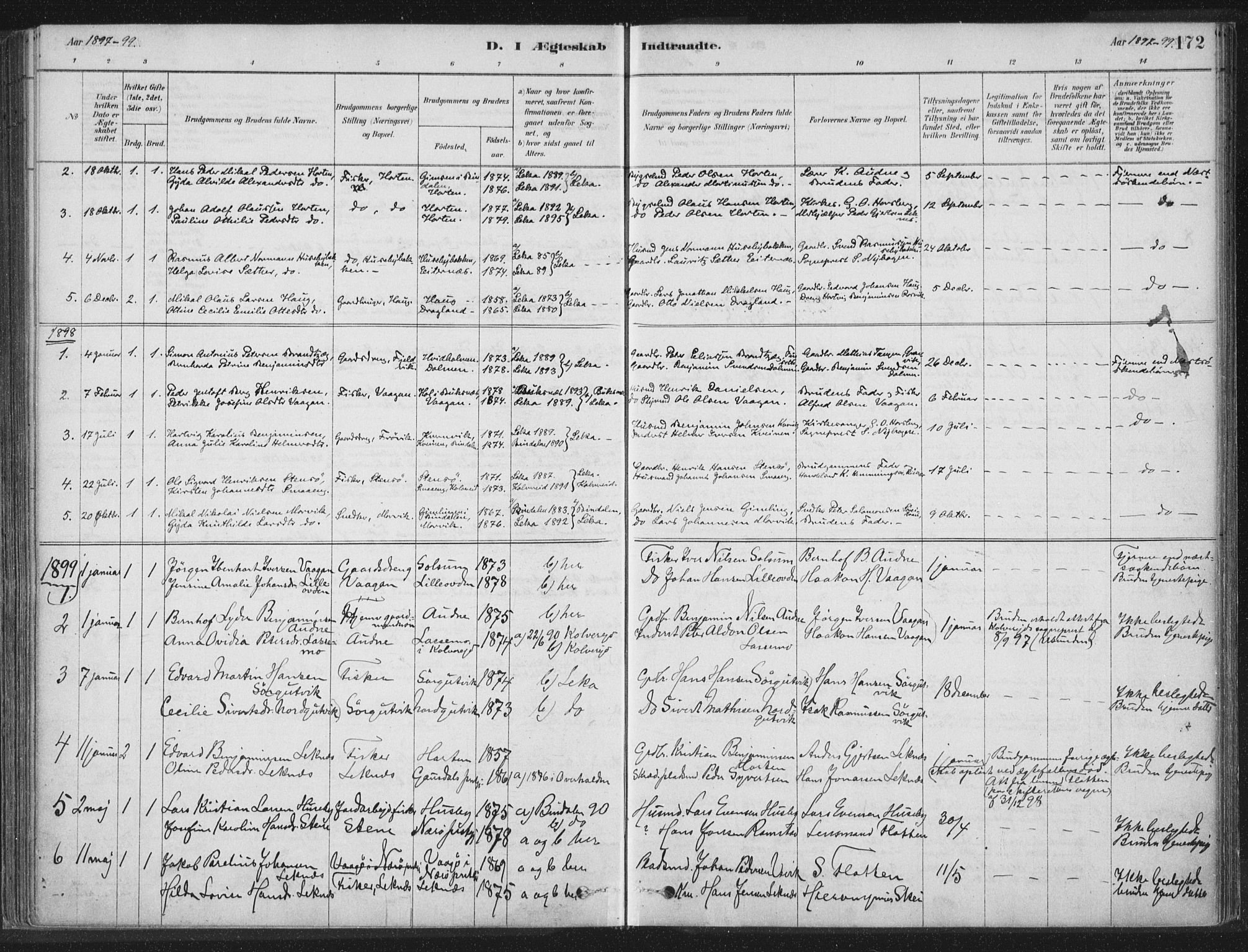 Ministerialprotokoller, klokkerbøker og fødselsregistre - Nord-Trøndelag, SAT/A-1458/788/L0697: Parish register (official) no. 788A04, 1878-1902, p. 172