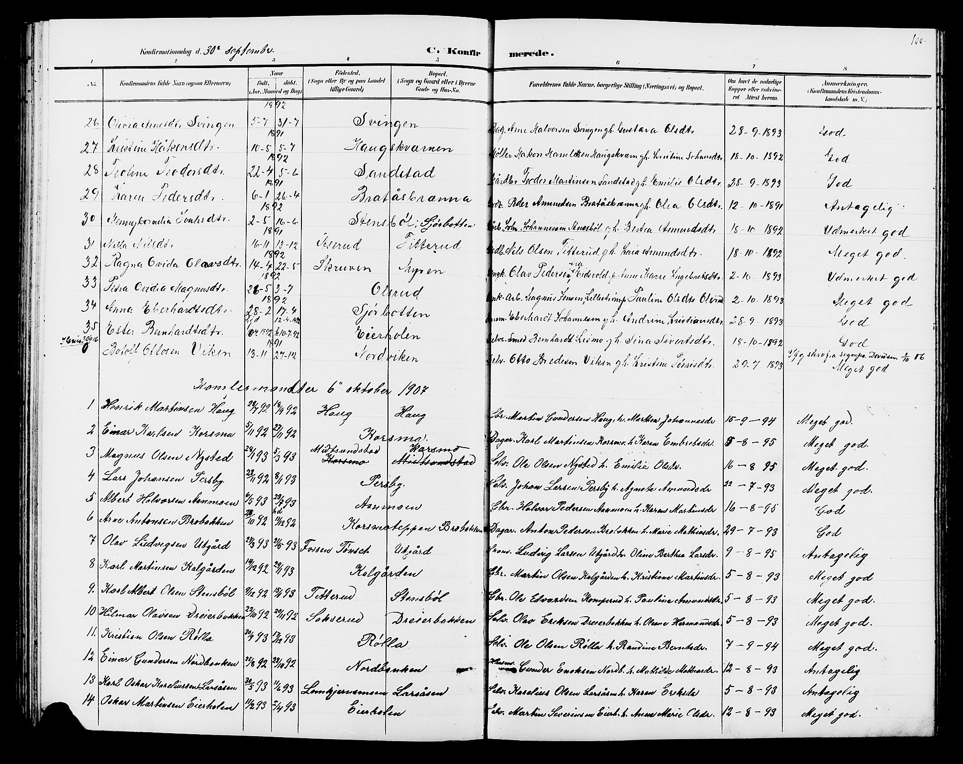 Hof prestekontor, AV/SAH-PREST-038/H/Ha/Hab/L0001: Parish register (copy) no. 1, 1895-1914, p. 100