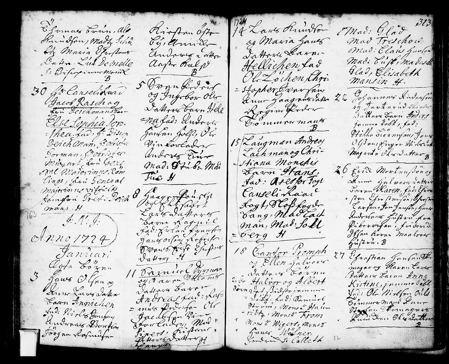 Oslo domkirke Kirkebøker, SAO/A-10752/F/Fa/L0002: Parish register (official) no. 2, 1705-1730, p. 313