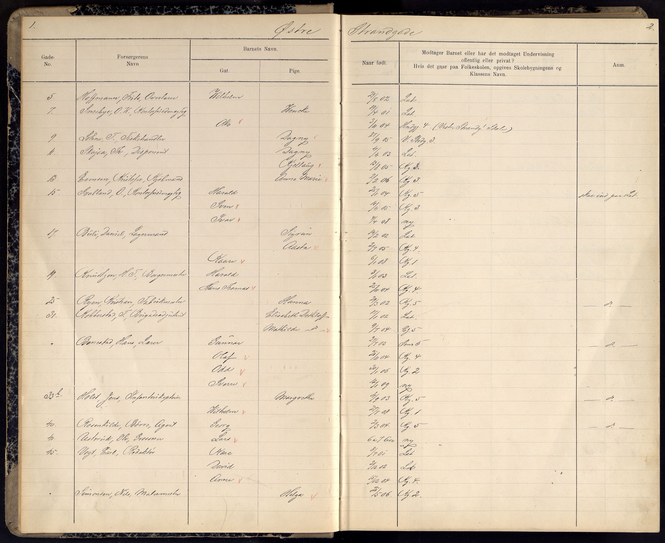 Kristiansand By - Skolekommisjonen/ -Styret, ARKSOR/1001KG510/J/Jb/L0022: Barnetelling, 1915-1916