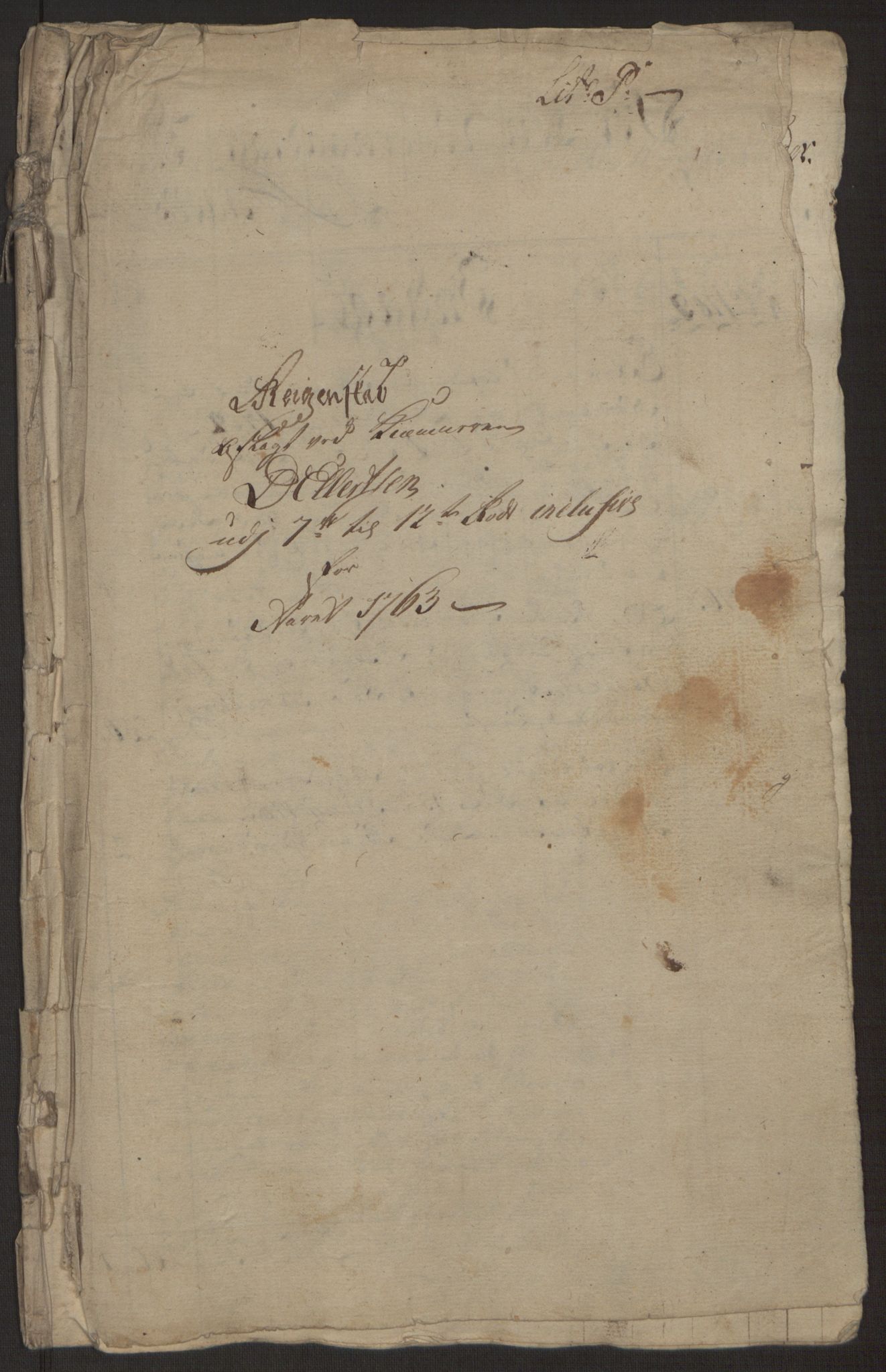 Rentekammeret inntil 1814, Reviderte regnskaper, Byregnskaper, AV/RA-EA-4066/R/Rp/L0366/0001: [P20] Kontribusjonsregnskap / Ekstraskatt, 1763, p. 269