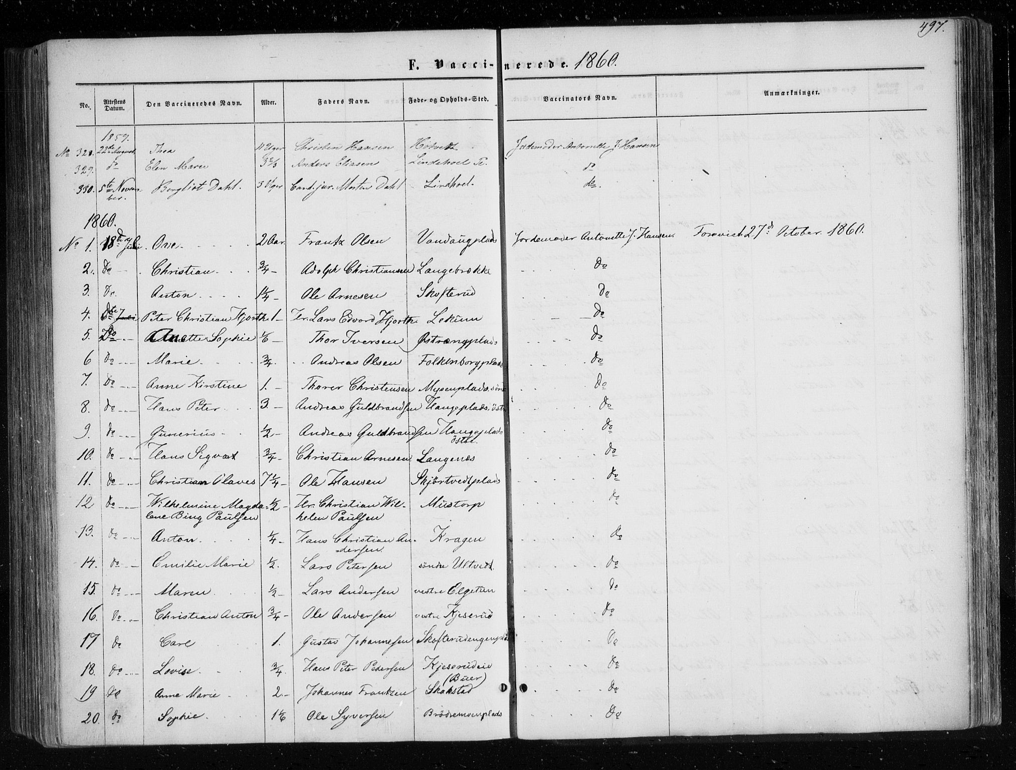 Eidsberg prestekontor Kirkebøker, SAO/A-10905/F/Fa/L0010.b: Parish register (official) no. I 10B, 1857-1866, p. 497