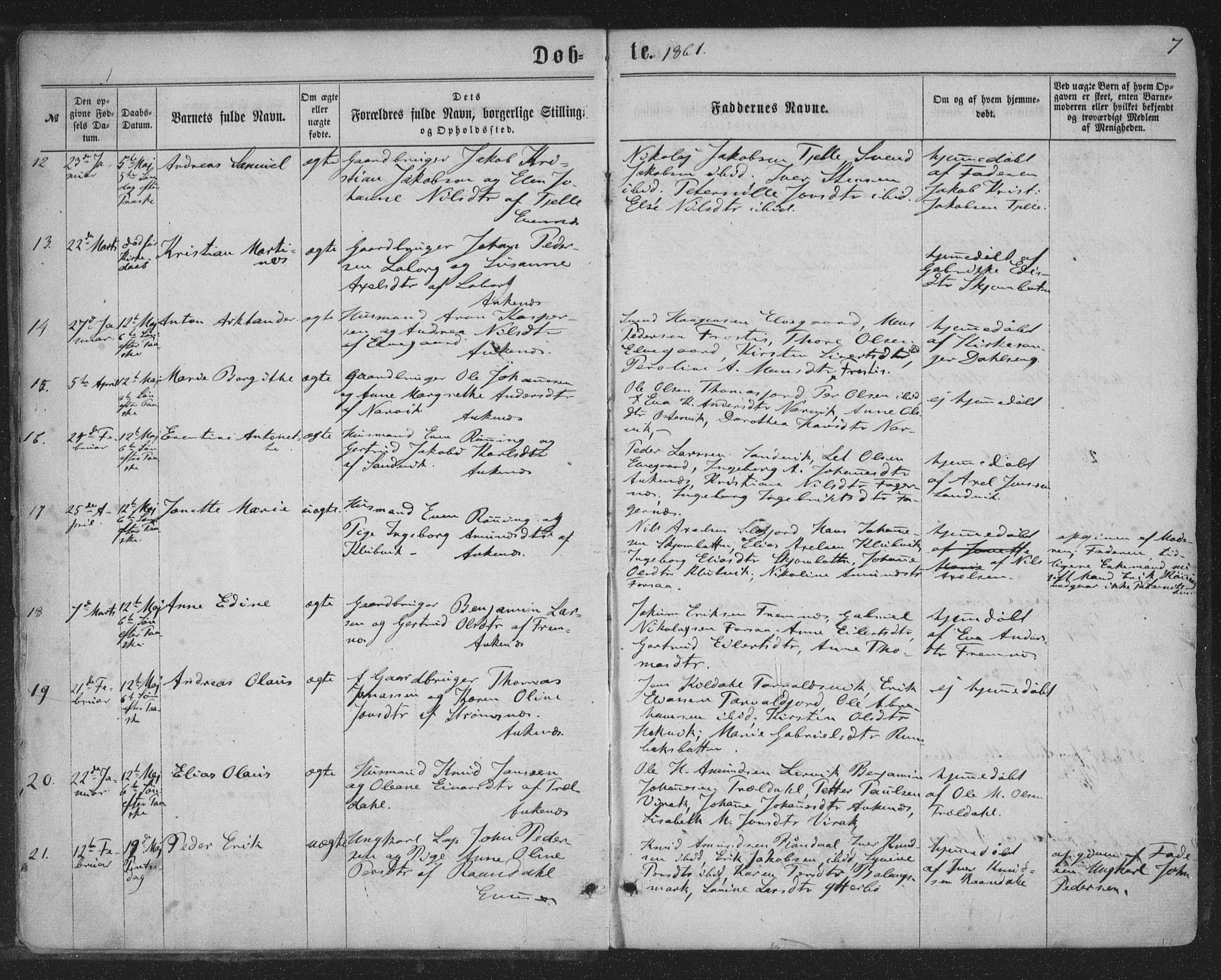 Ministerialprotokoller, klokkerbøker og fødselsregistre - Nordland, AV/SAT-A-1459/863/L0896: Parish register (official) no. 863A08, 1861-1871, p. 7