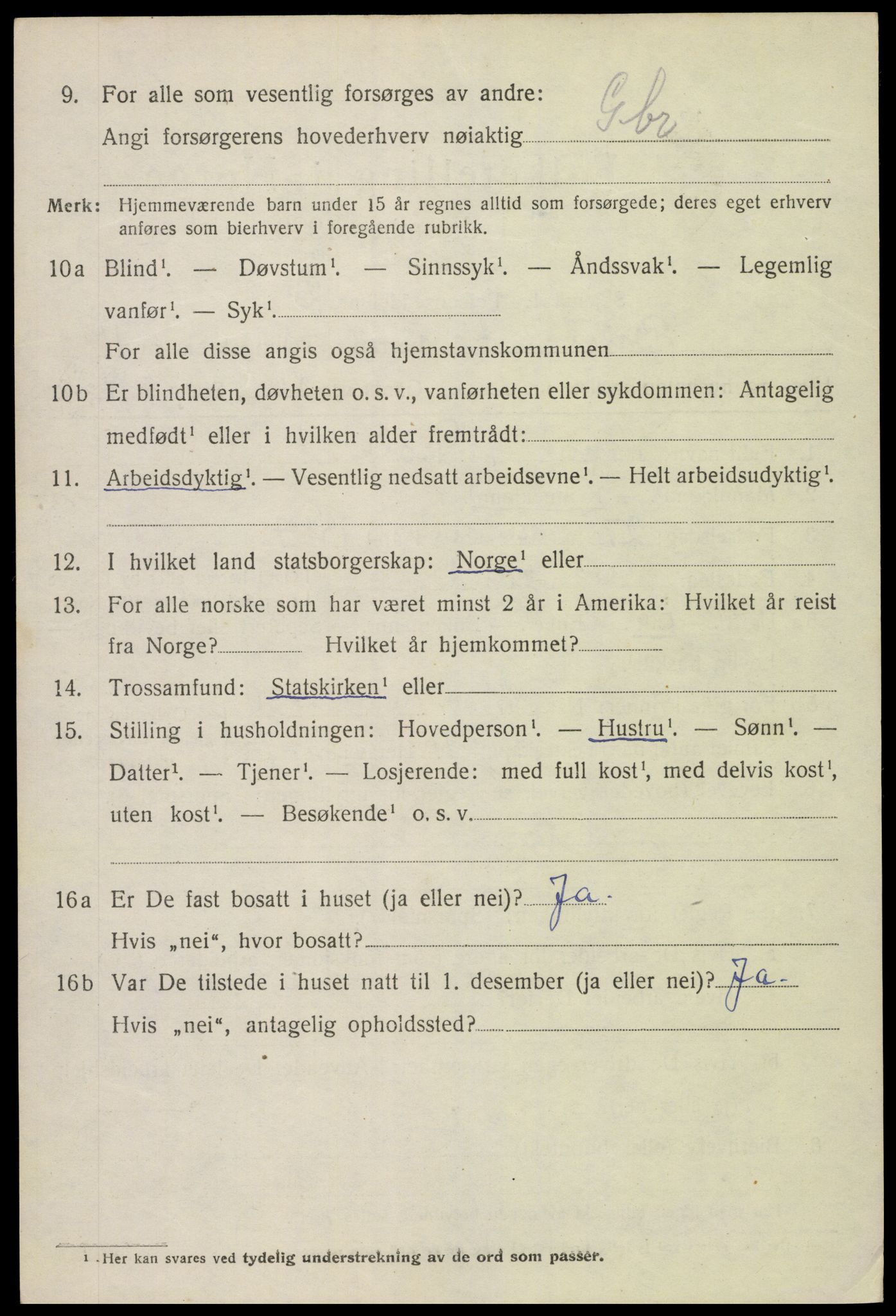 SAK, 1920 census for Bygland, 1920, p. 4128