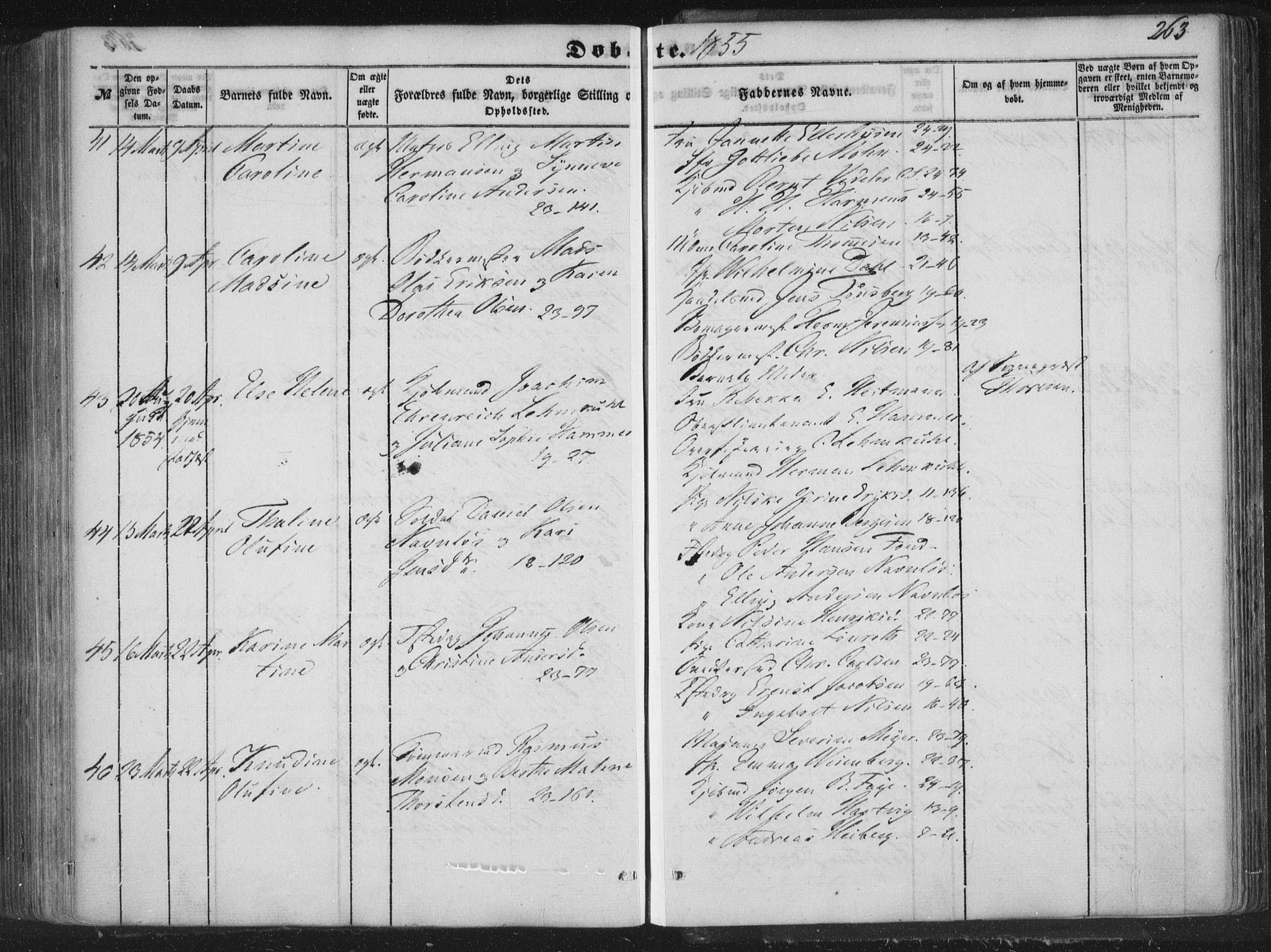 Korskirken sokneprestembete, AV/SAB-A-76101/H/Haa/L0017: Parish register (official) no. B 3, 1851-1857, p. 263